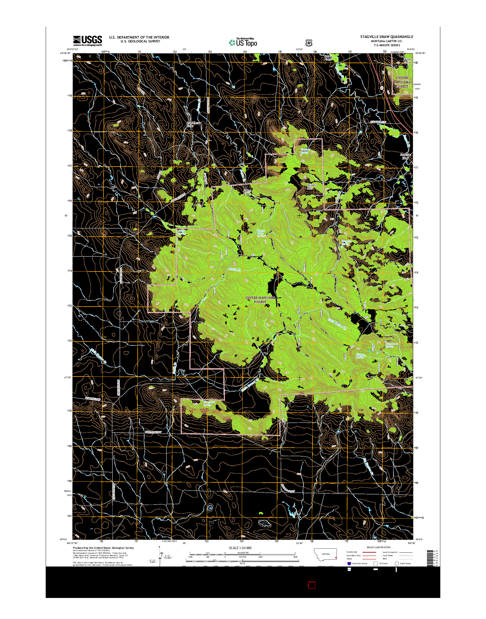 USGS US TOPO 7.5-MINUTE MAP FOR STAGVILLE DRAW, MT 2017