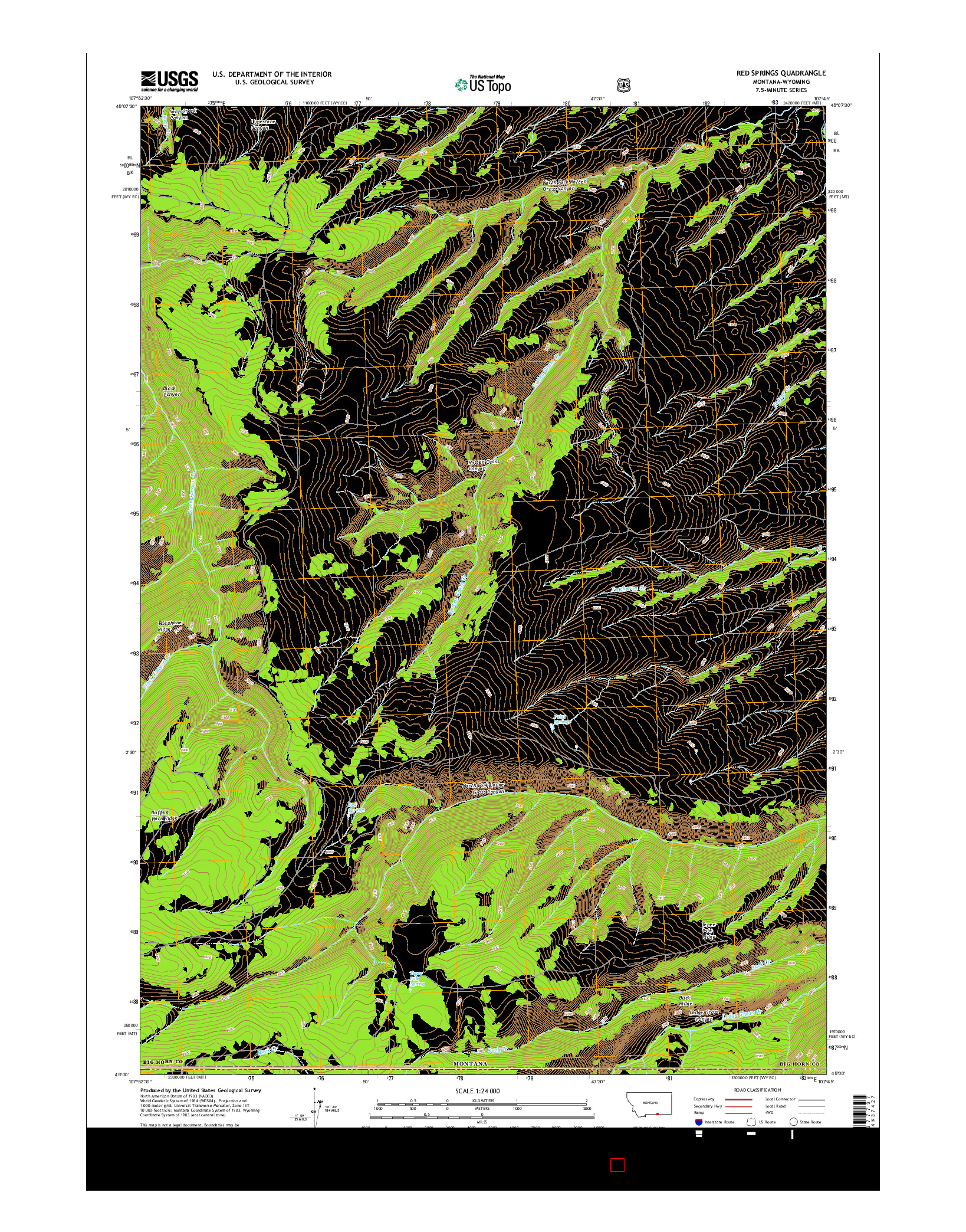 USGS US TOPO 7.5-MINUTE MAP FOR RED SPRINGS, MT-WY 2017
