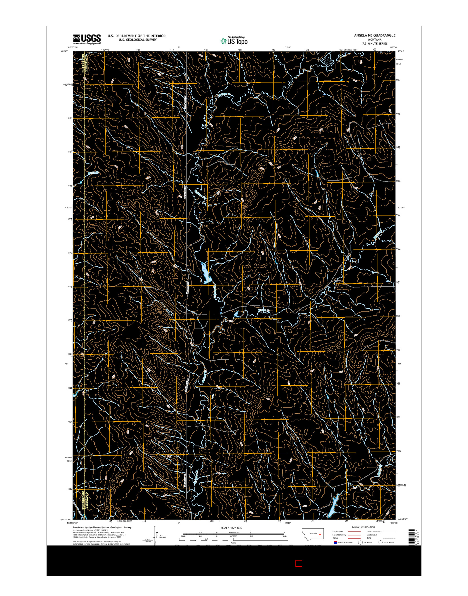 USGS US TOPO 7.5-MINUTE MAP FOR ANGELA NE, MT 2017