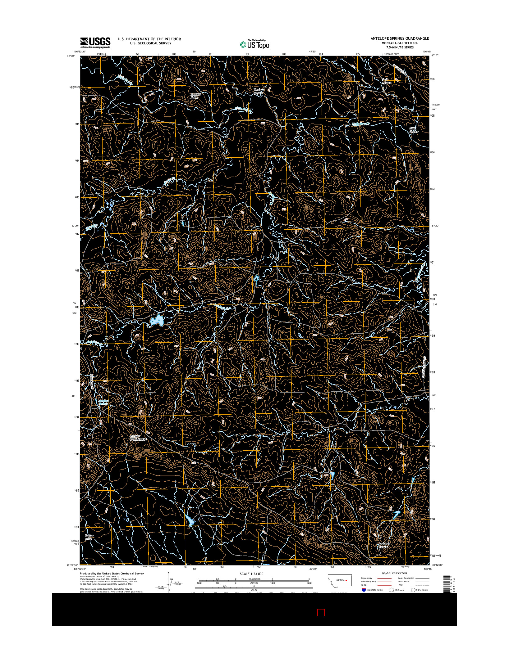 USGS US TOPO 7.5-MINUTE MAP FOR ANTELOPE SPRINGS, MT 2017