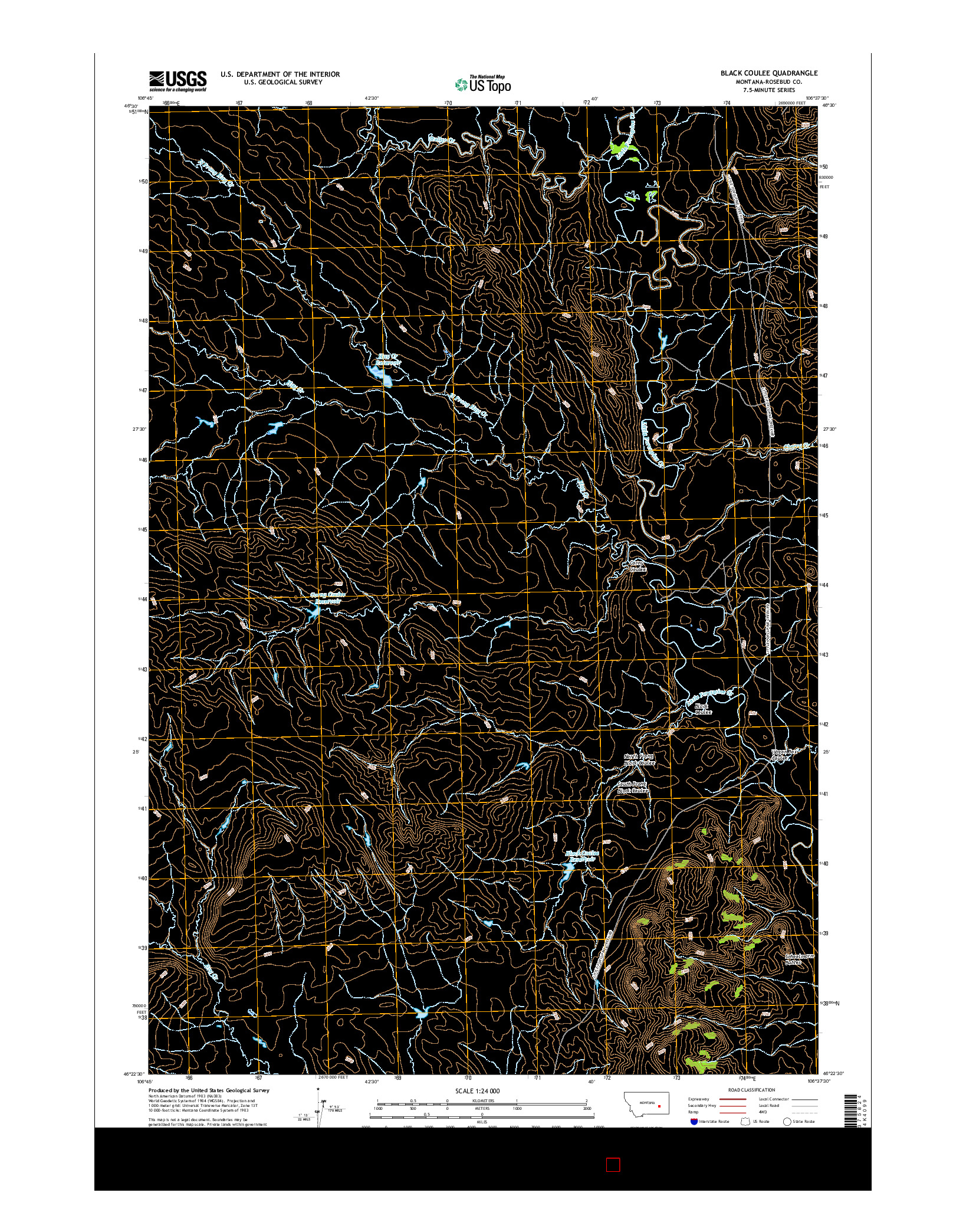 USGS US TOPO 7.5-MINUTE MAP FOR BLACK COULEE, MT 2017