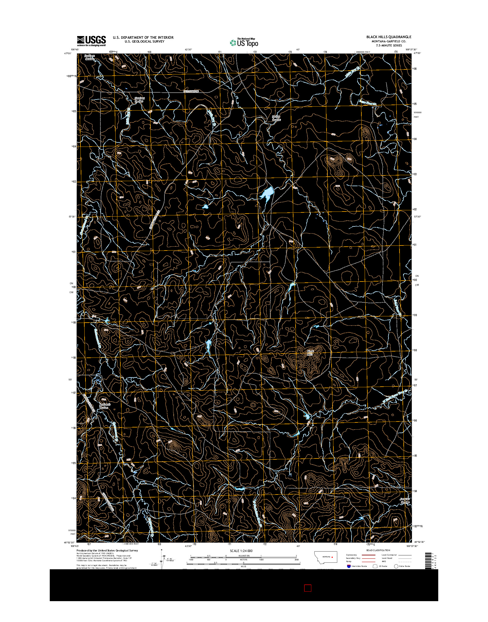 USGS US TOPO 7.5-MINUTE MAP FOR BLACK HILLS, MT 2017