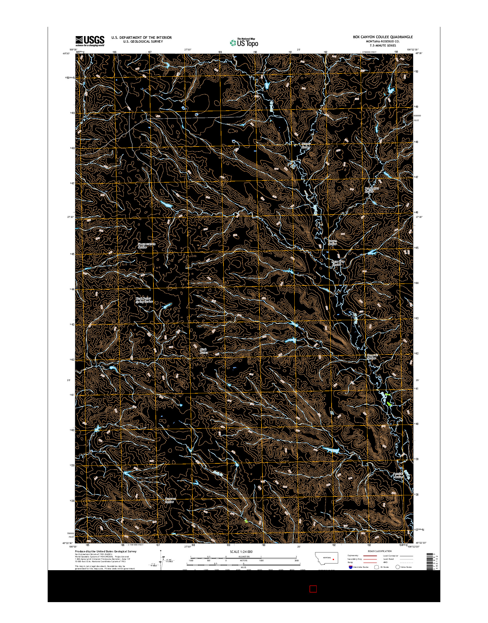 USGS US TOPO 7.5-MINUTE MAP FOR BOX CANYON COULEE, MT 2017