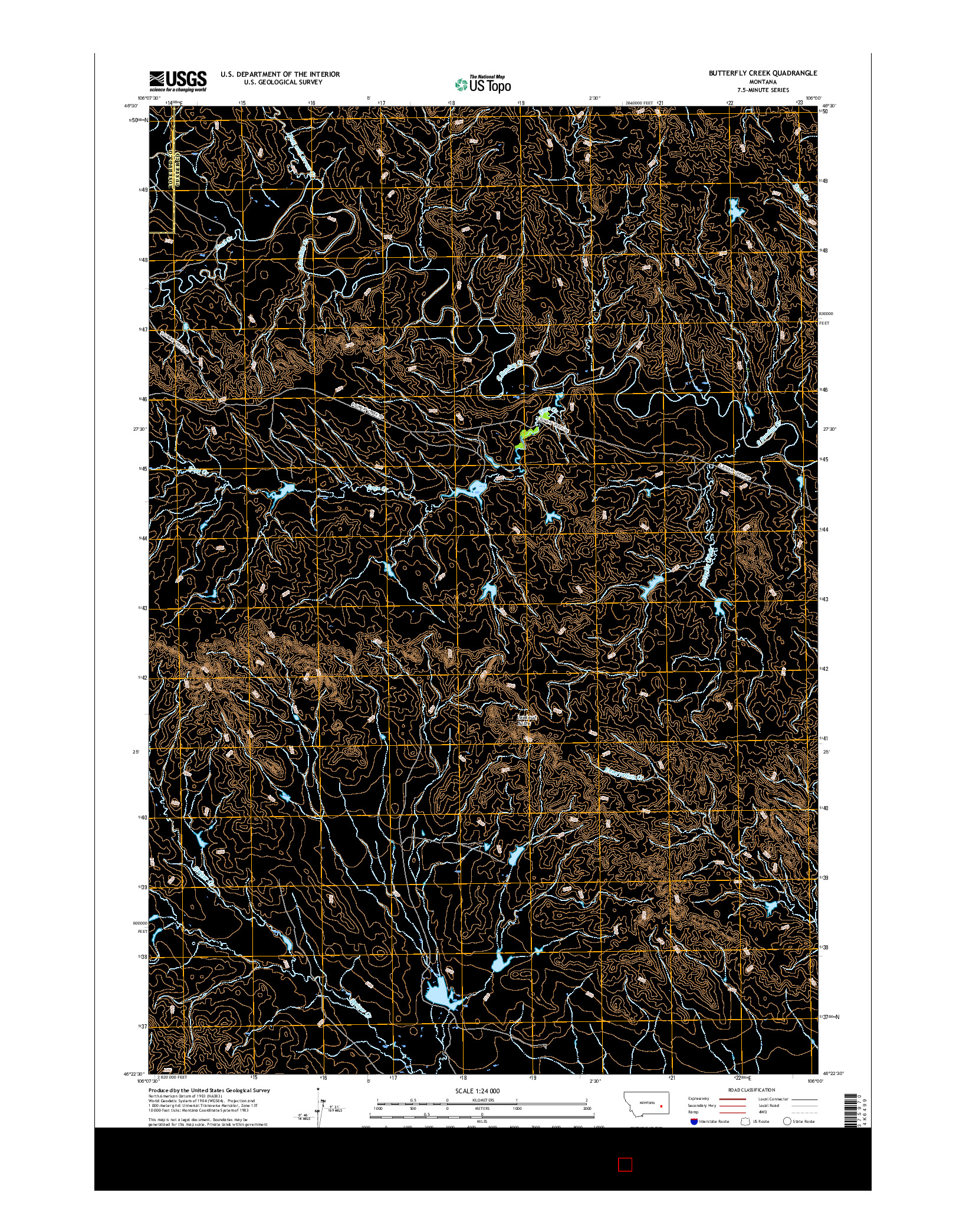 USGS US TOPO 7.5-MINUTE MAP FOR BUTTERFLY CREEK, MT 2017