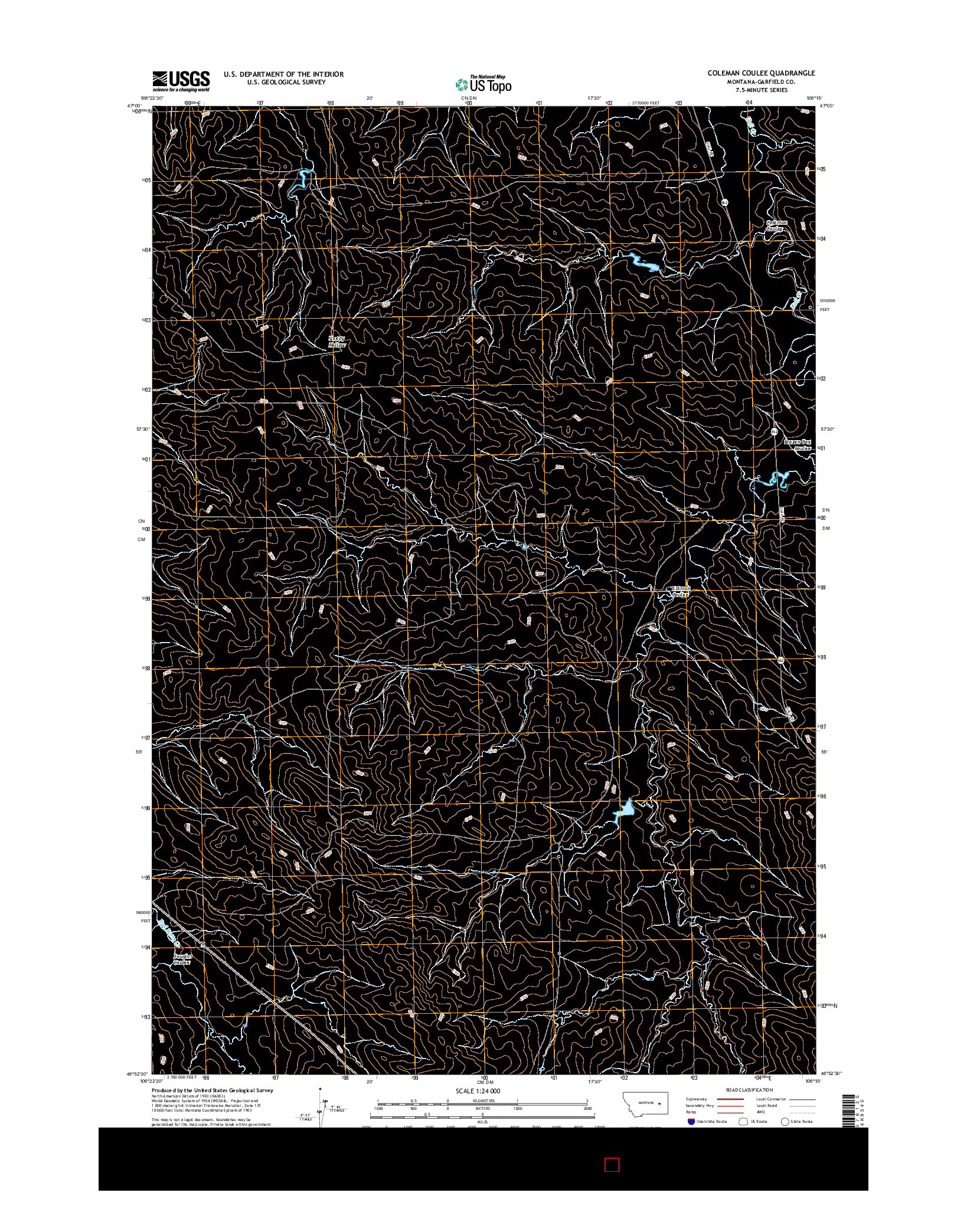 USGS US TOPO 7.5-MINUTE MAP FOR COLEMAN COULEE, MT 2017