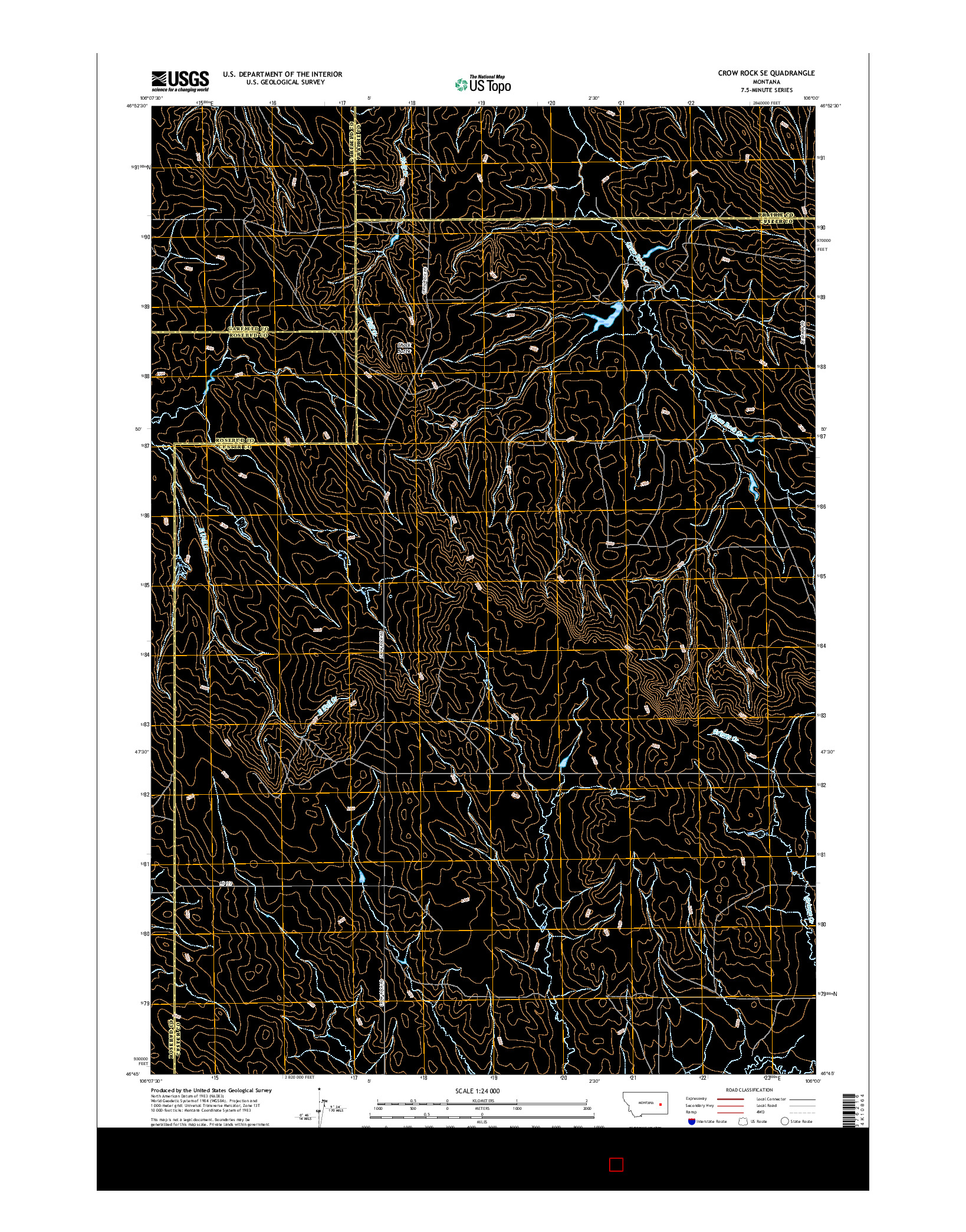 USGS US TOPO 7.5-MINUTE MAP FOR CROW ROCK SE, MT 2017