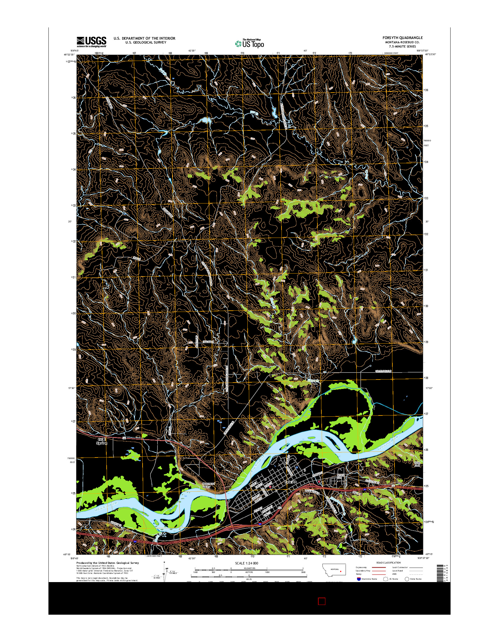 USGS US TOPO 7.5-MINUTE MAP FOR FORSYTH, MT 2017