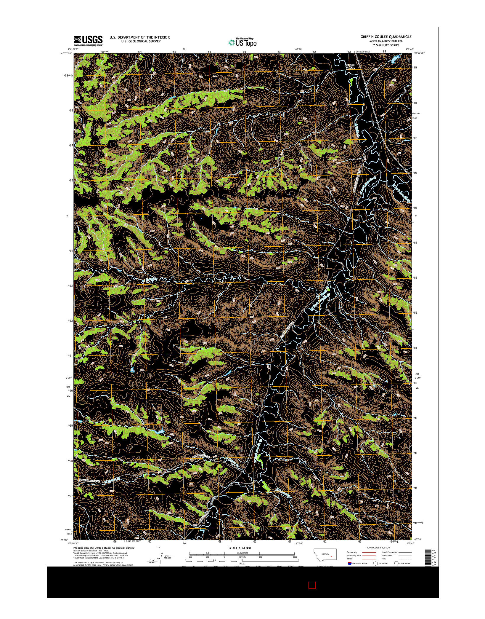 USGS US TOPO 7.5-MINUTE MAP FOR GRIFFIN COULEE, MT 2017