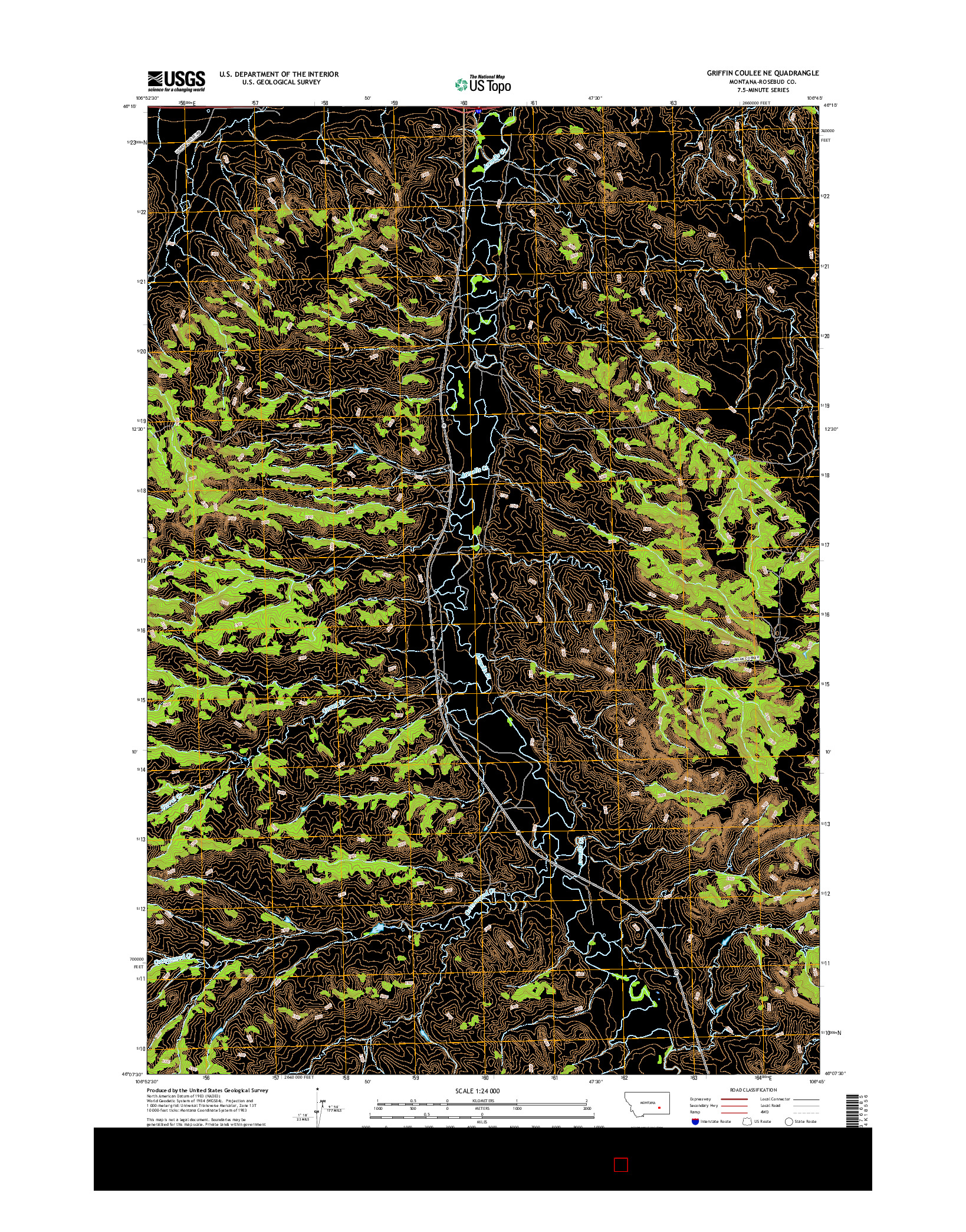 USGS US TOPO 7.5-MINUTE MAP FOR GRIFFIN COULEE NE, MT 2017