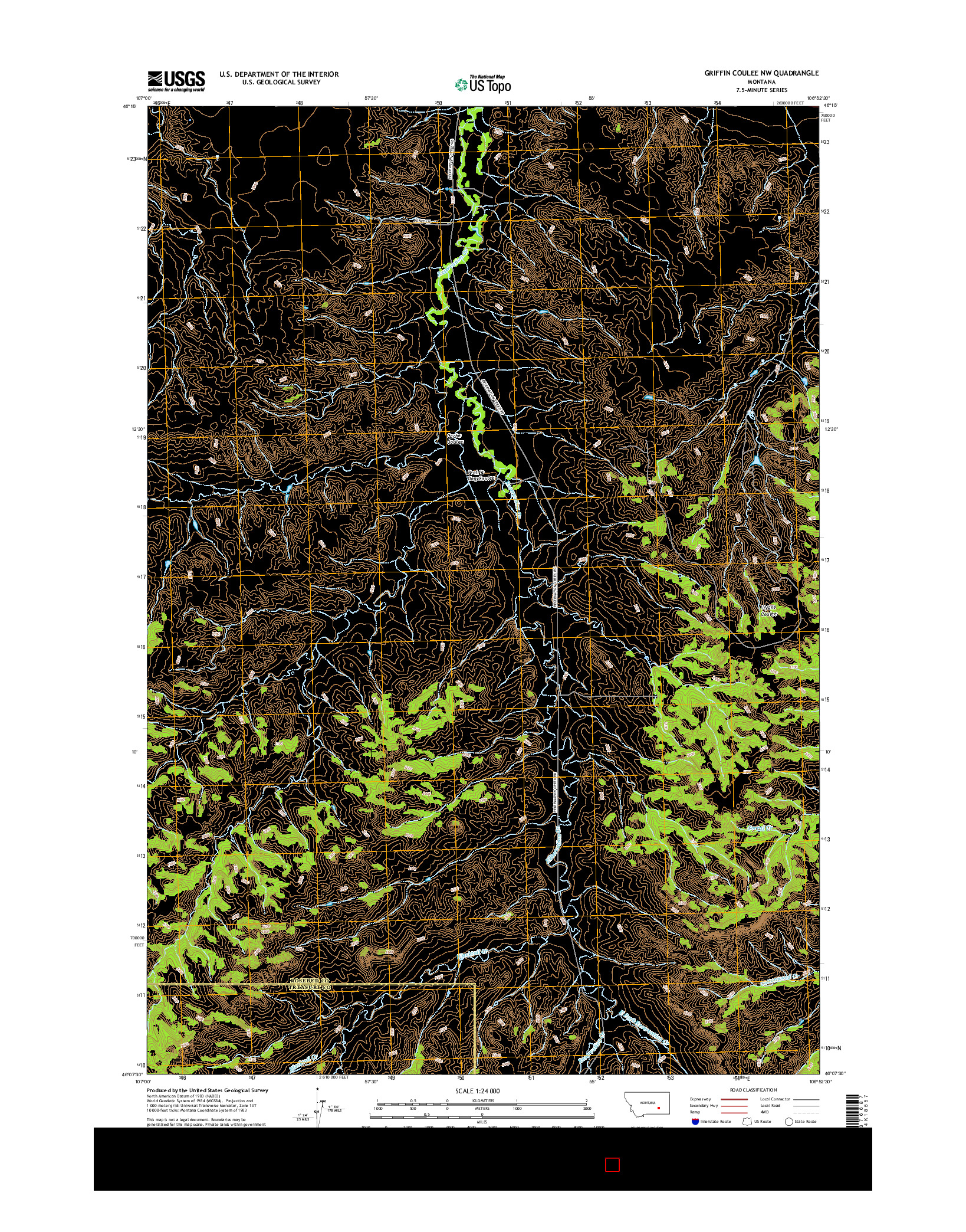 USGS US TOPO 7.5-MINUTE MAP FOR GRIFFIN COULEE NW, MT 2017