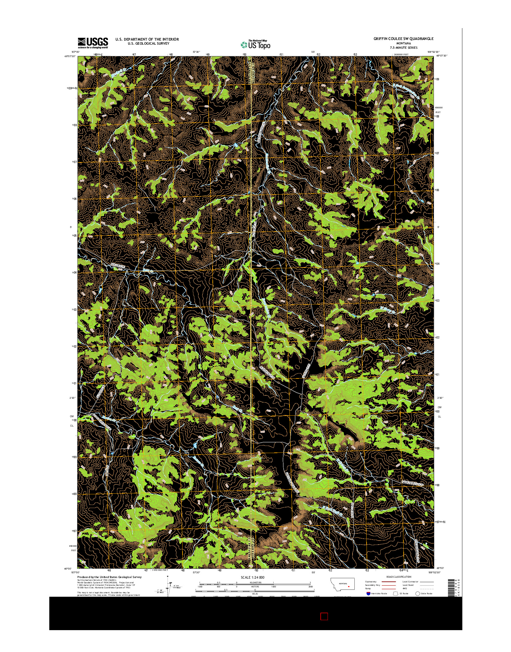 USGS US TOPO 7.5-MINUTE MAP FOR GRIFFIN COULEE SW, MT 2017