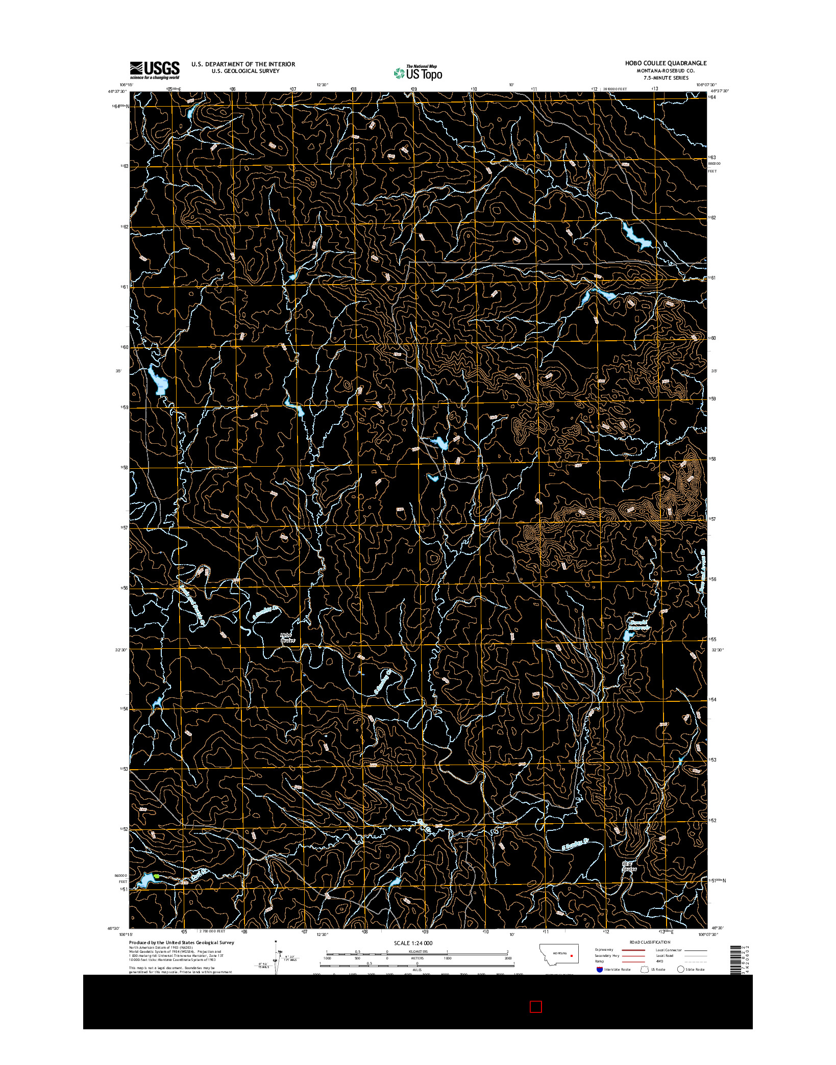 USGS US TOPO 7.5-MINUTE MAP FOR HOBO COULEE, MT 2017