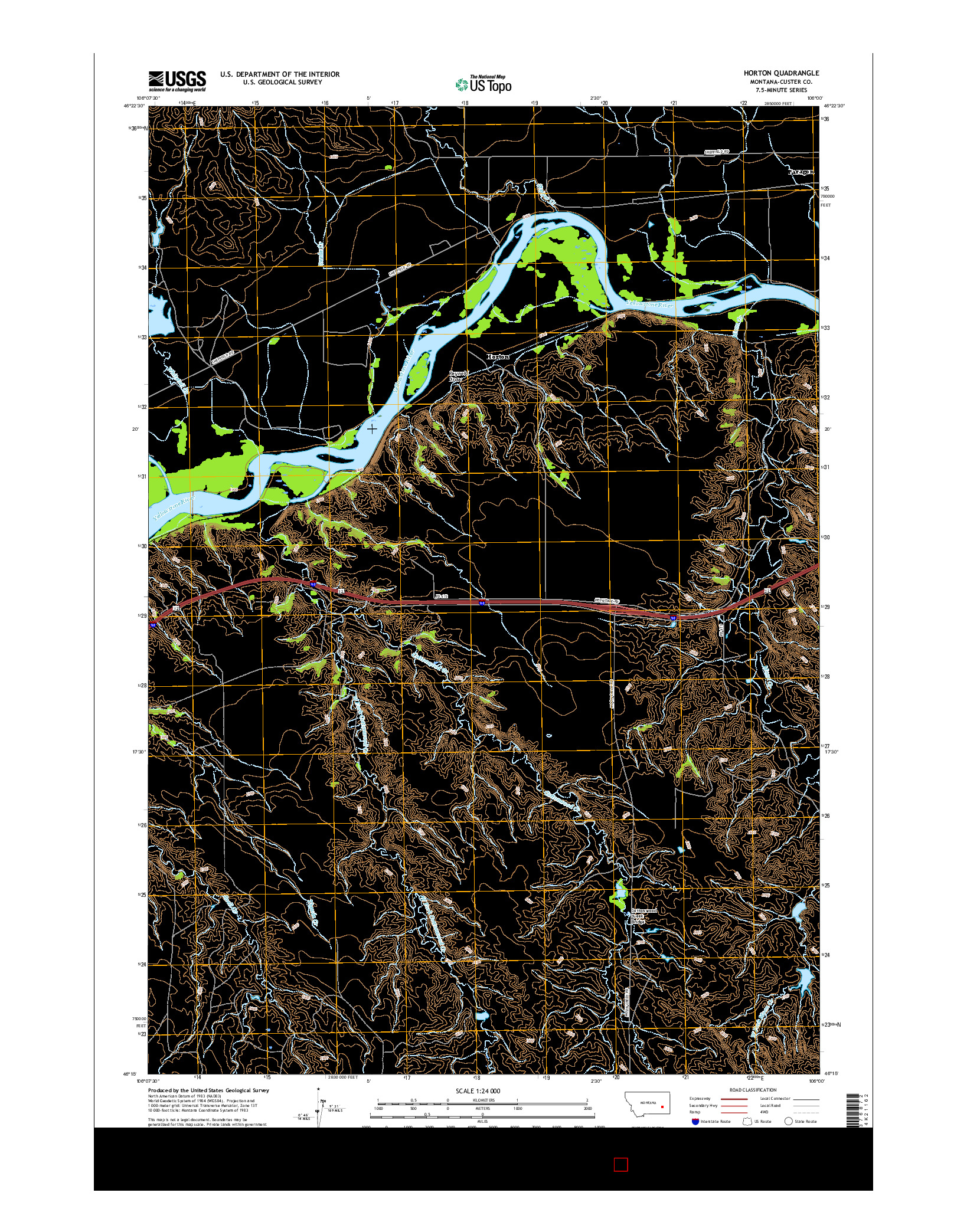 USGS US TOPO 7.5-MINUTE MAP FOR HORTON, MT 2017