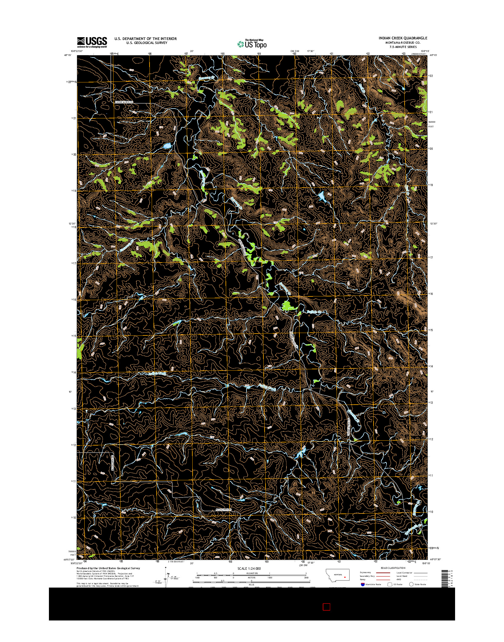 USGS US TOPO 7.5-MINUTE MAP FOR INDIAN CREEK, MT 2017