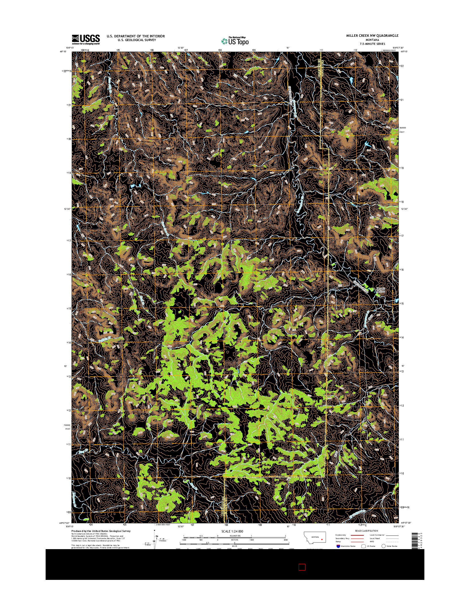 USGS US TOPO 7.5-MINUTE MAP FOR MILLER CREEK NW, MT 2017