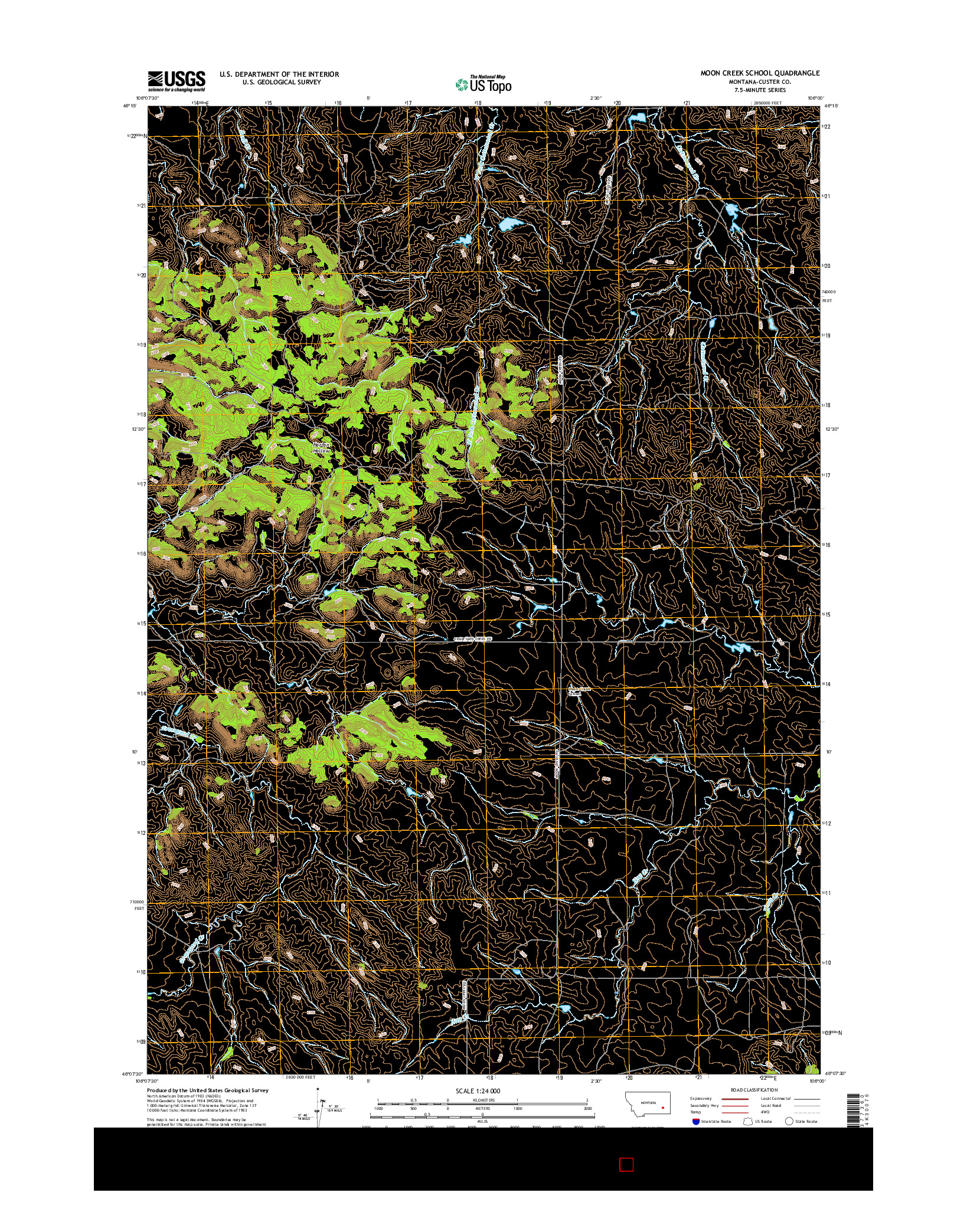 USGS US TOPO 7.5-MINUTE MAP FOR MOON CREEK SCHOOL, MT 2017