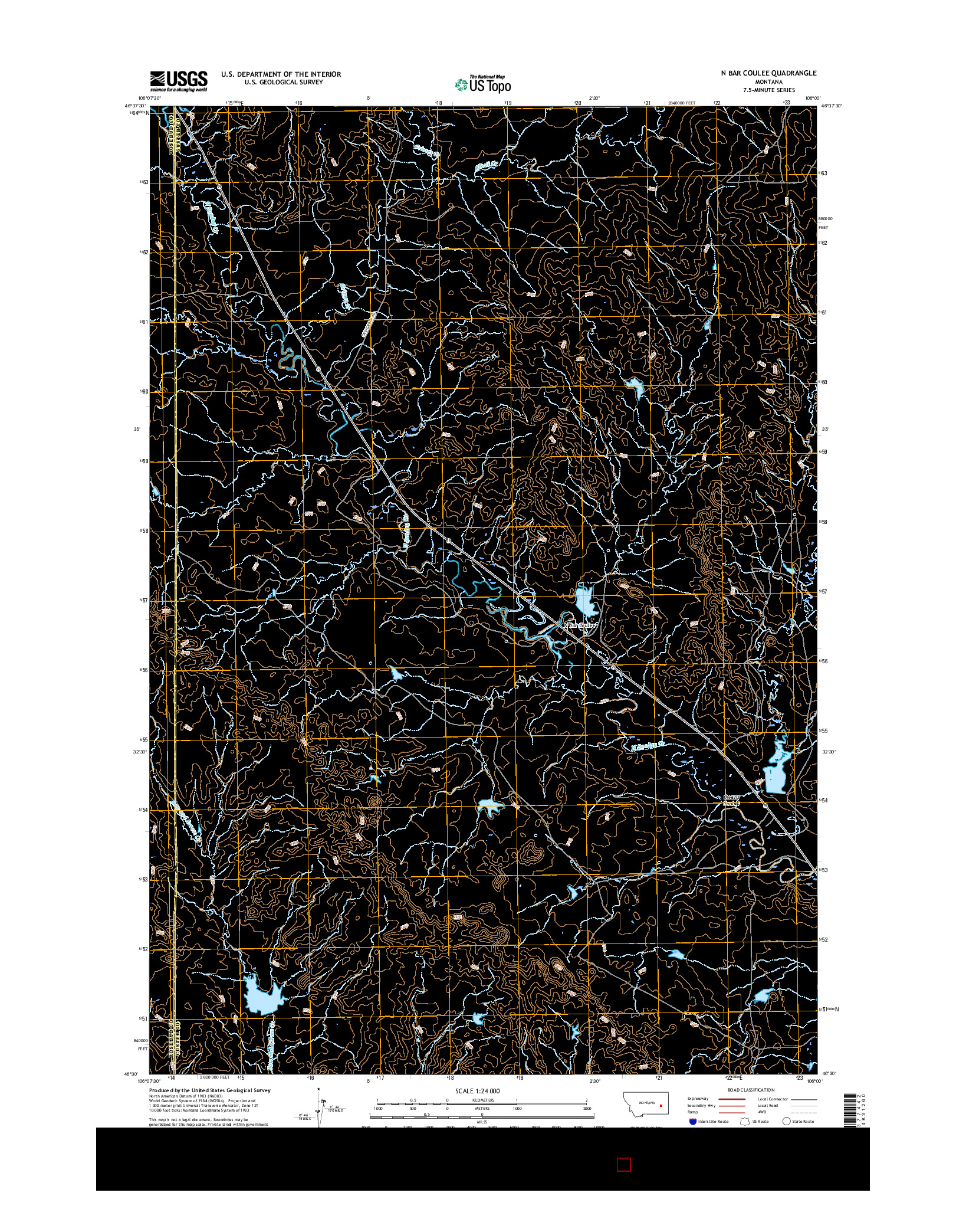 USGS US TOPO 7.5-MINUTE MAP FOR N BAR COULEE, MT 2017