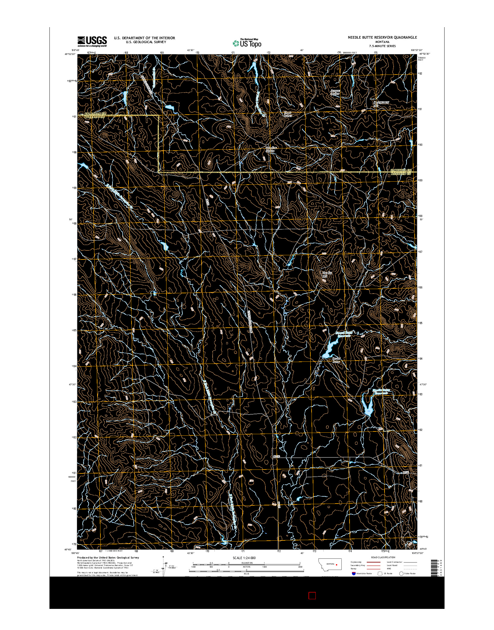 USGS US TOPO 7.5-MINUTE MAP FOR NEEDLE BUTTE RESERVOIR, MT 2017