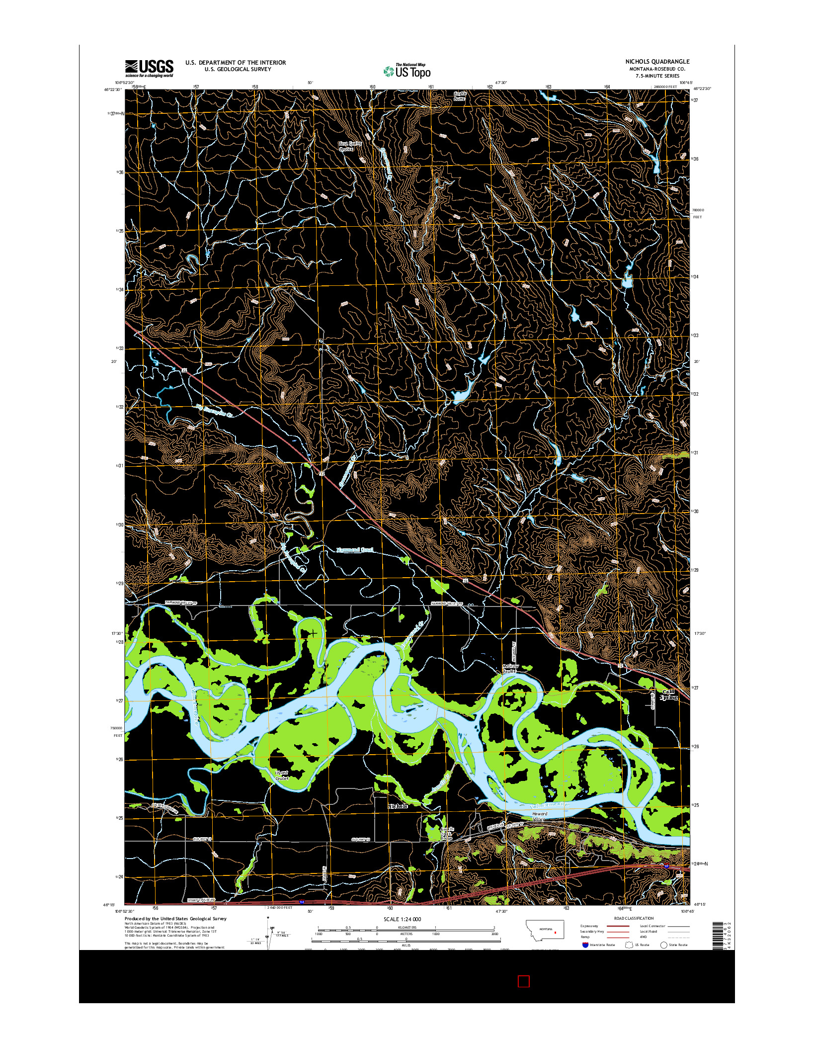 USGS US TOPO 7.5-MINUTE MAP FOR NICHOLS, MT 2017