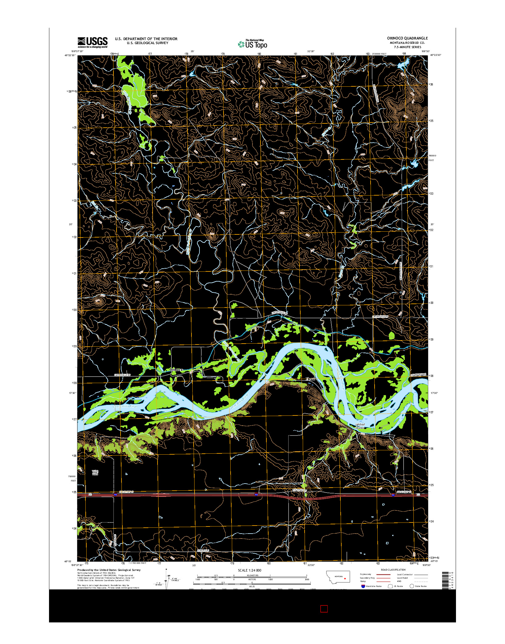 USGS US TOPO 7.5-MINUTE MAP FOR ORINOCO, MT 2017