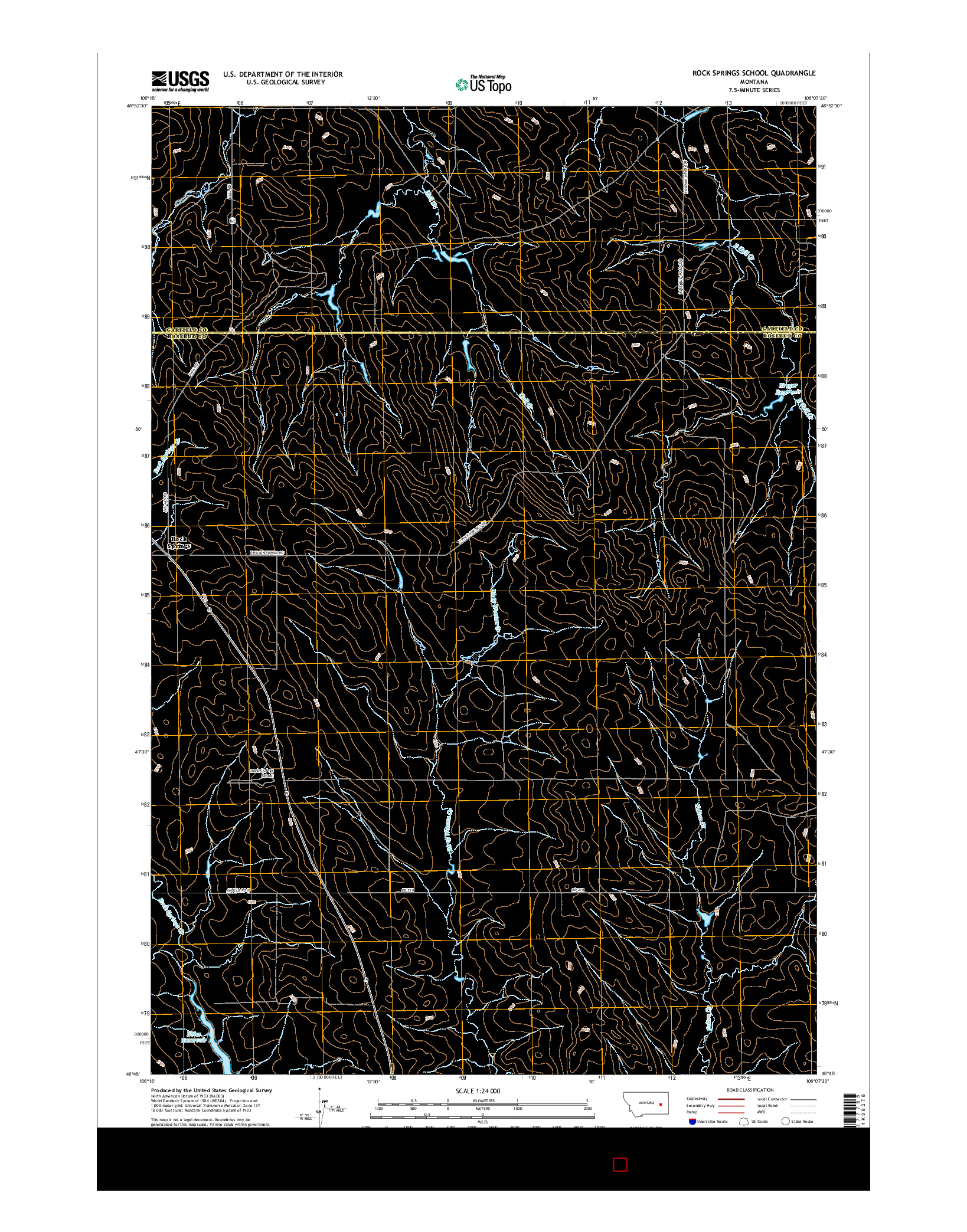 USGS US TOPO 7.5-MINUTE MAP FOR ROCK SPRINGS SCHOOL, MT 2017