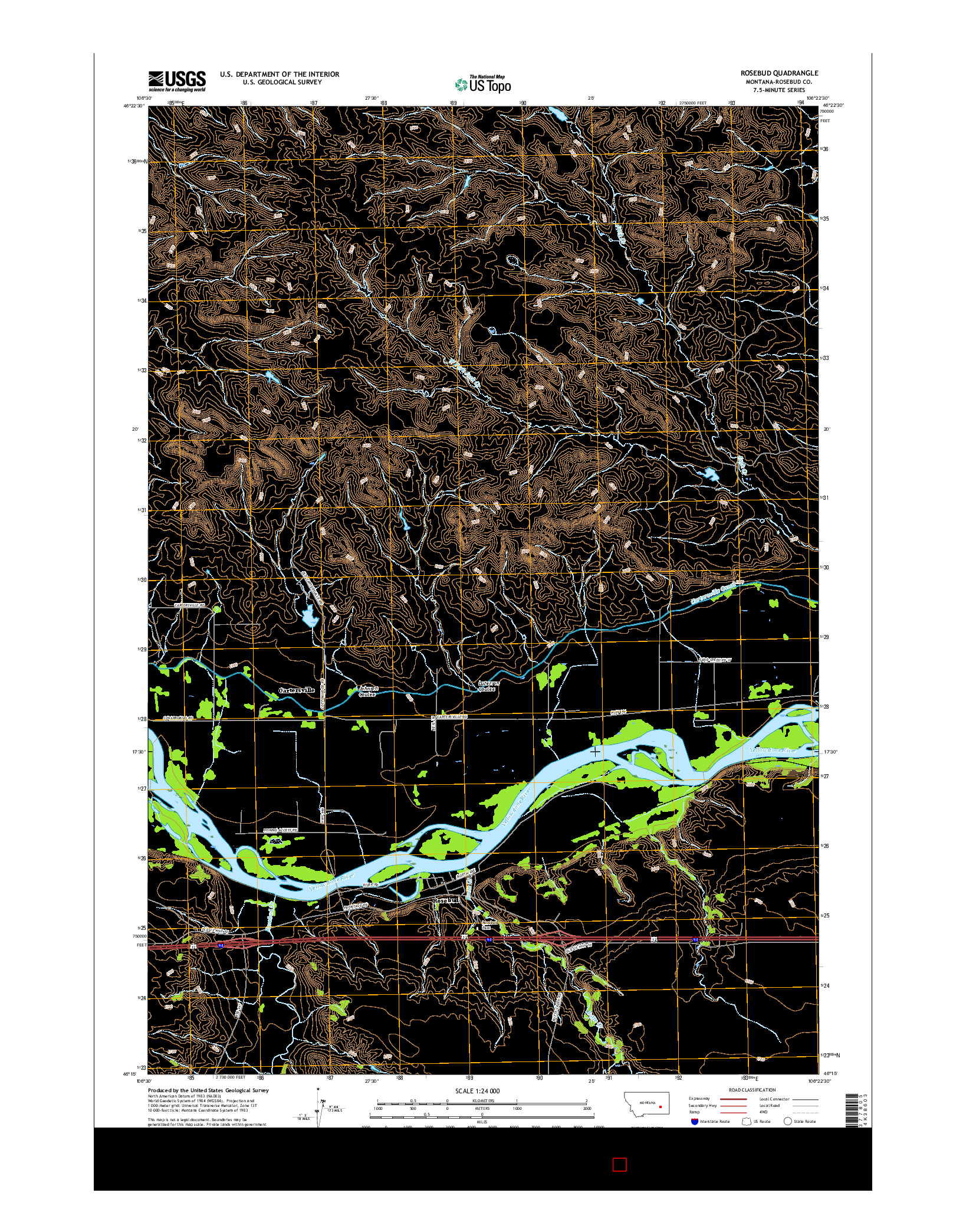 USGS US TOPO 7.5-MINUTE MAP FOR ROSEBUD, MT 2017