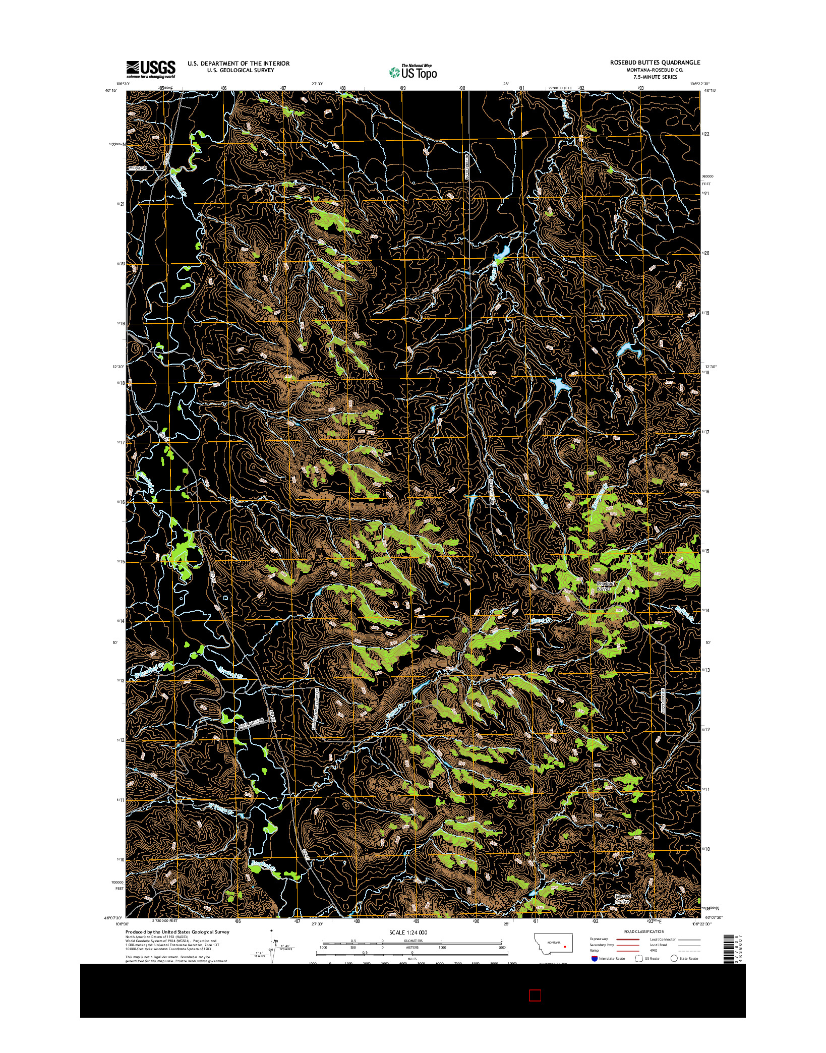 USGS US TOPO 7.5-MINUTE MAP FOR ROSEBUD BUTTES, MT 2017