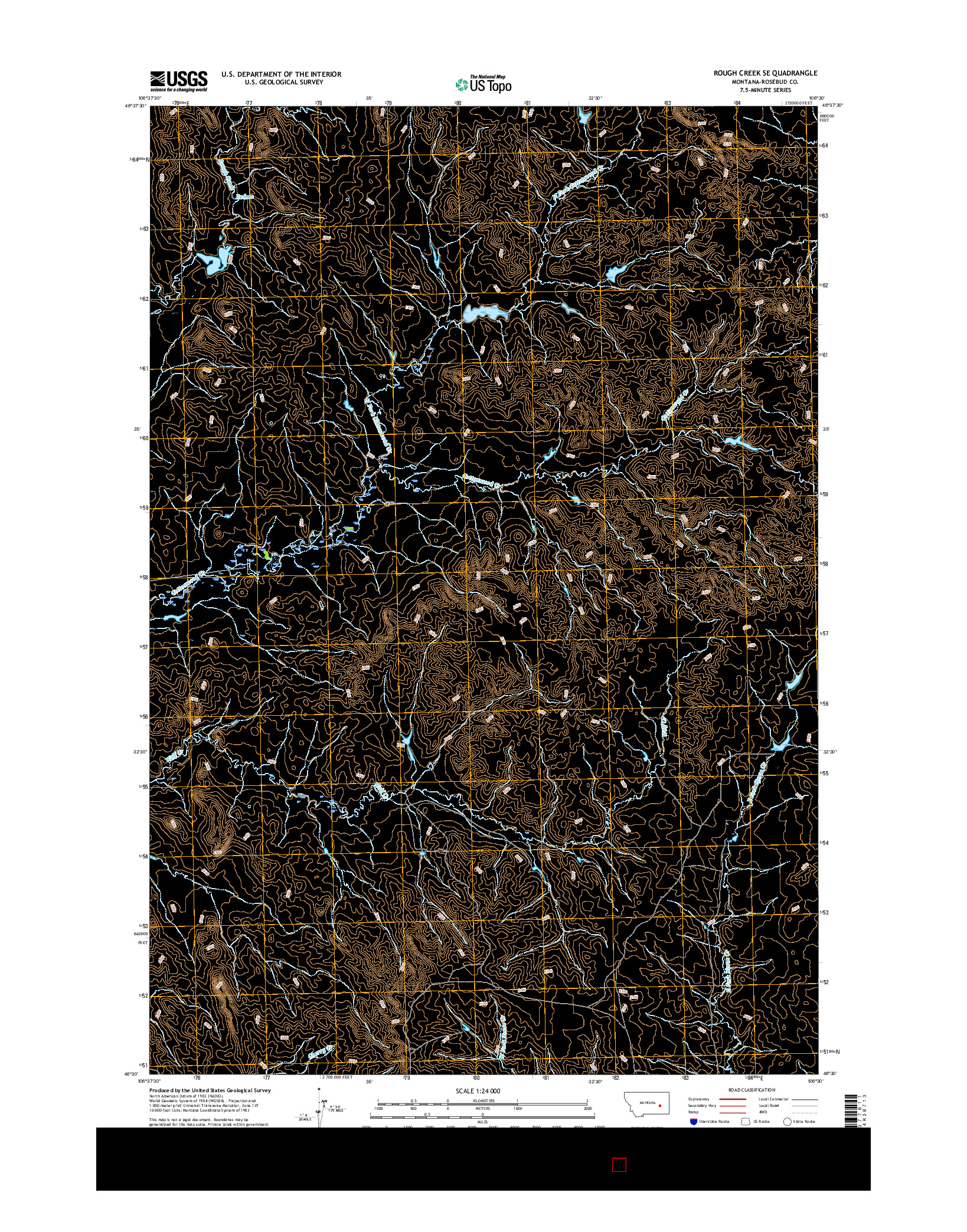 USGS US TOPO 7.5-MINUTE MAP FOR ROUGH CREEK SE, MT 2017
