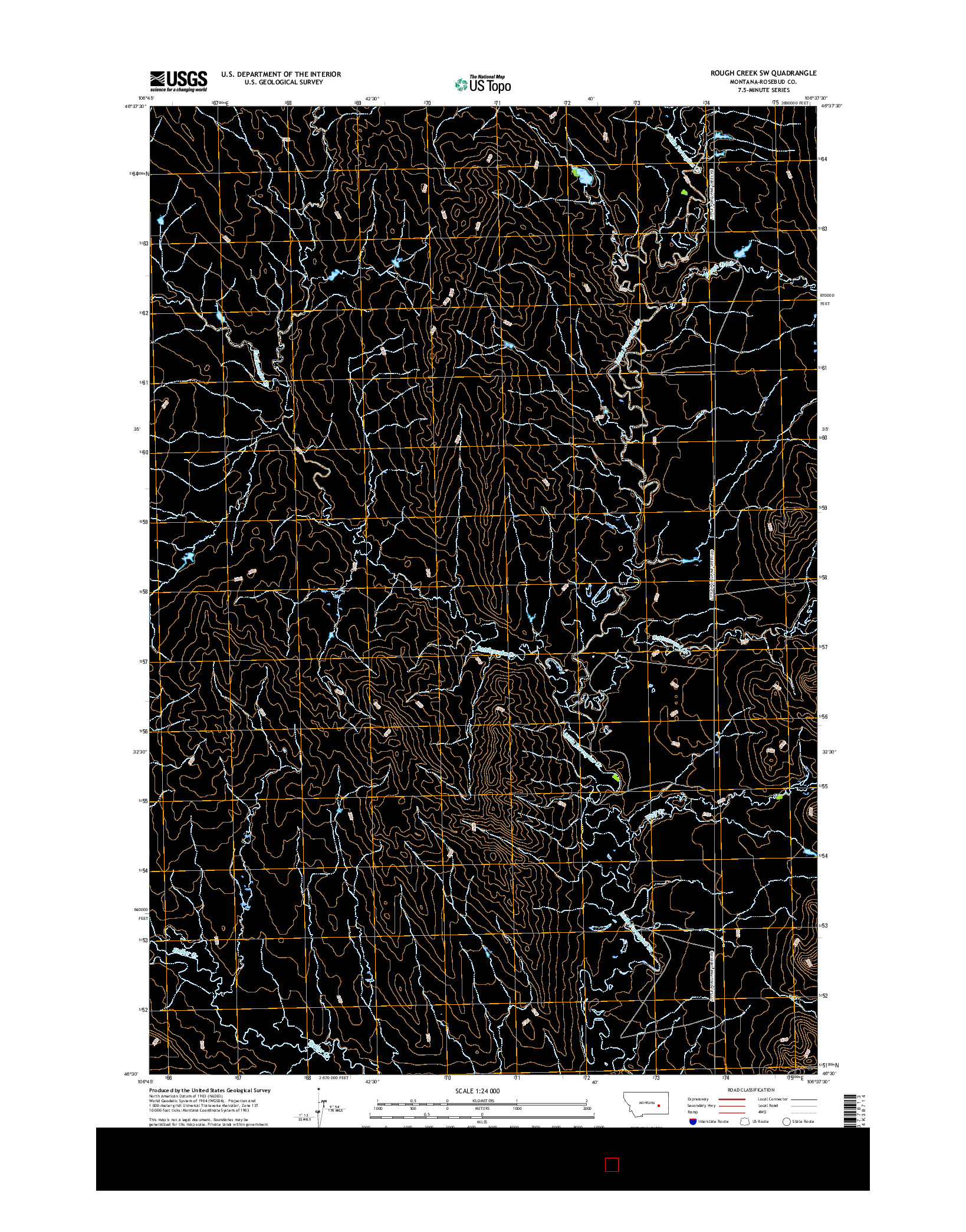 USGS US TOPO 7.5-MINUTE MAP FOR ROUGH CREEK SW, MT 2017