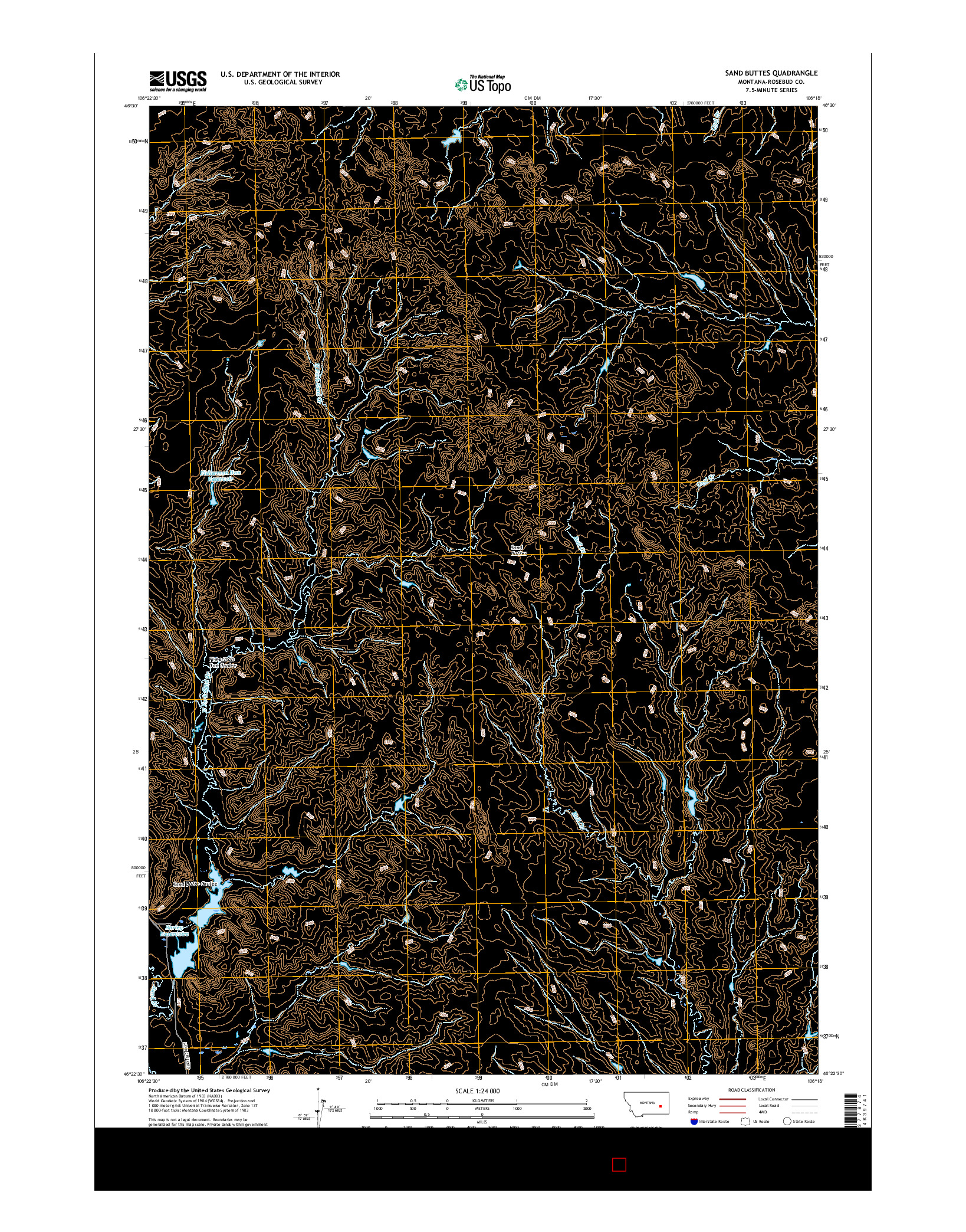 USGS US TOPO 7.5-MINUTE MAP FOR SAND BUTTES, MT 2017