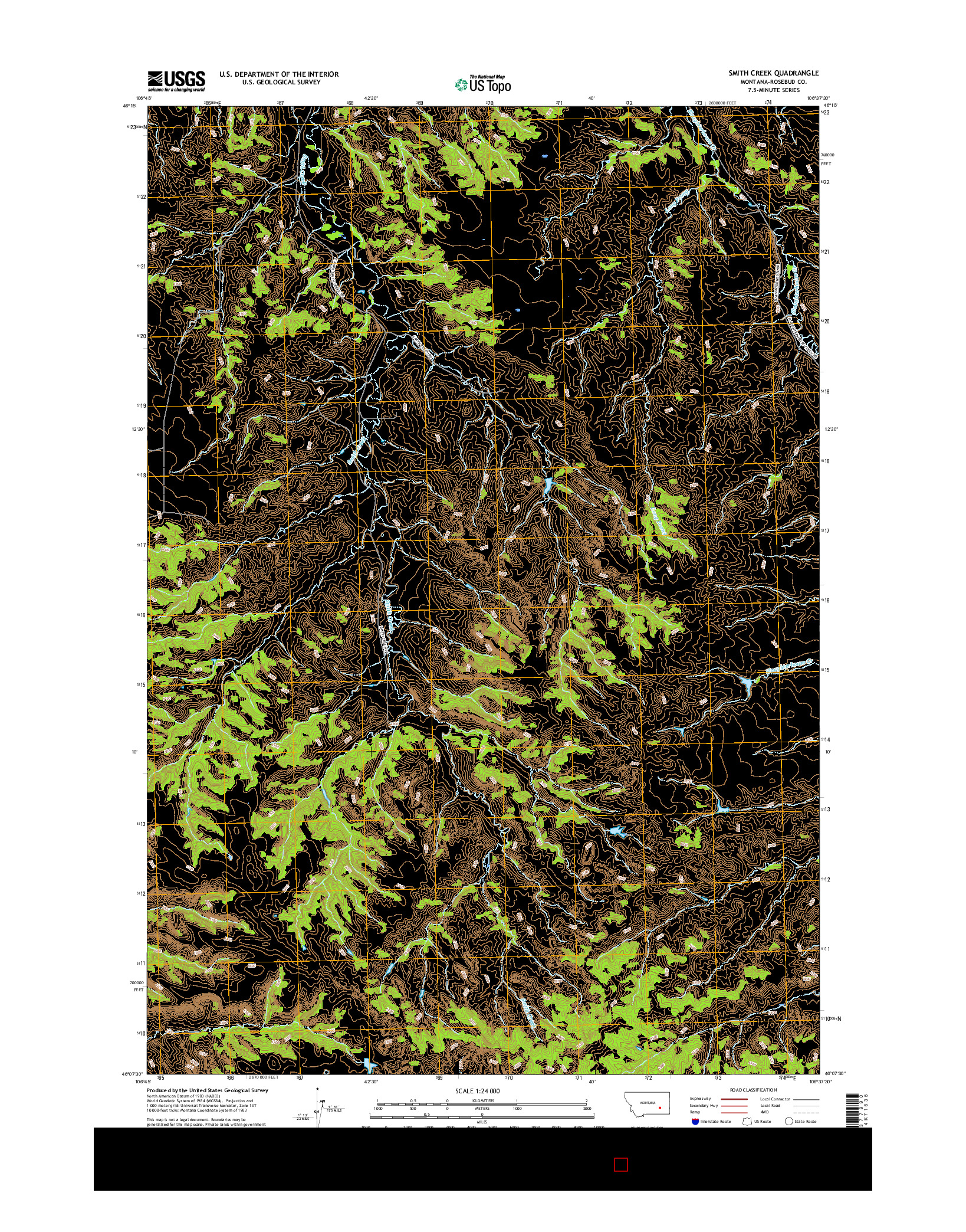 USGS US TOPO 7.5-MINUTE MAP FOR SMITH CREEK, MT 2017