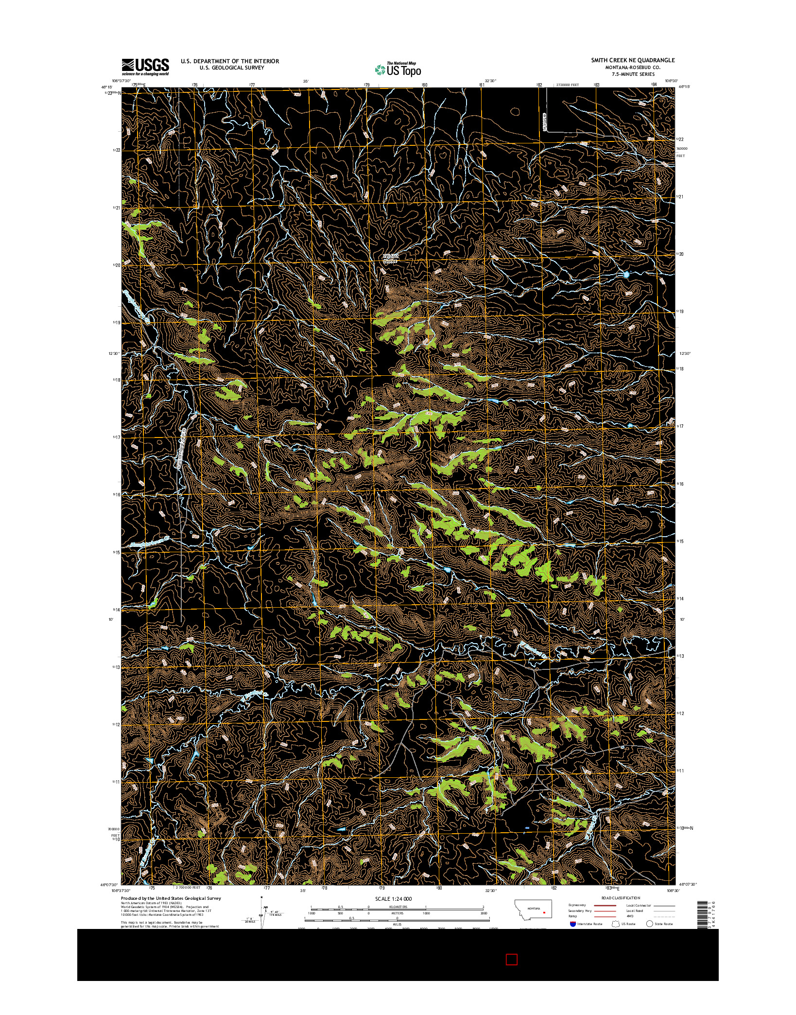 USGS US TOPO 7.5-MINUTE MAP FOR SMITH CREEK NE, MT 2017