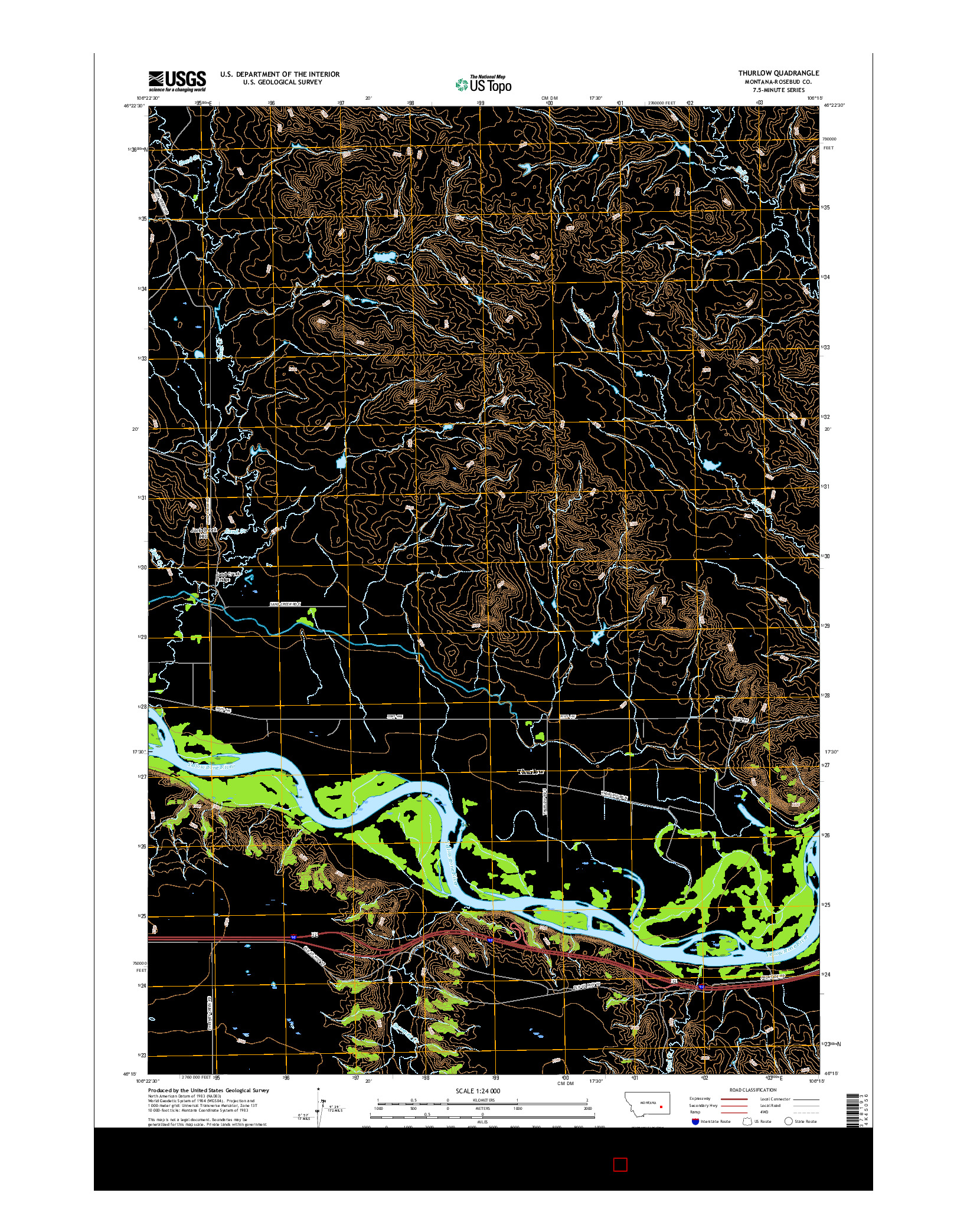 USGS US TOPO 7.5-MINUTE MAP FOR THURLOW, MT 2017
