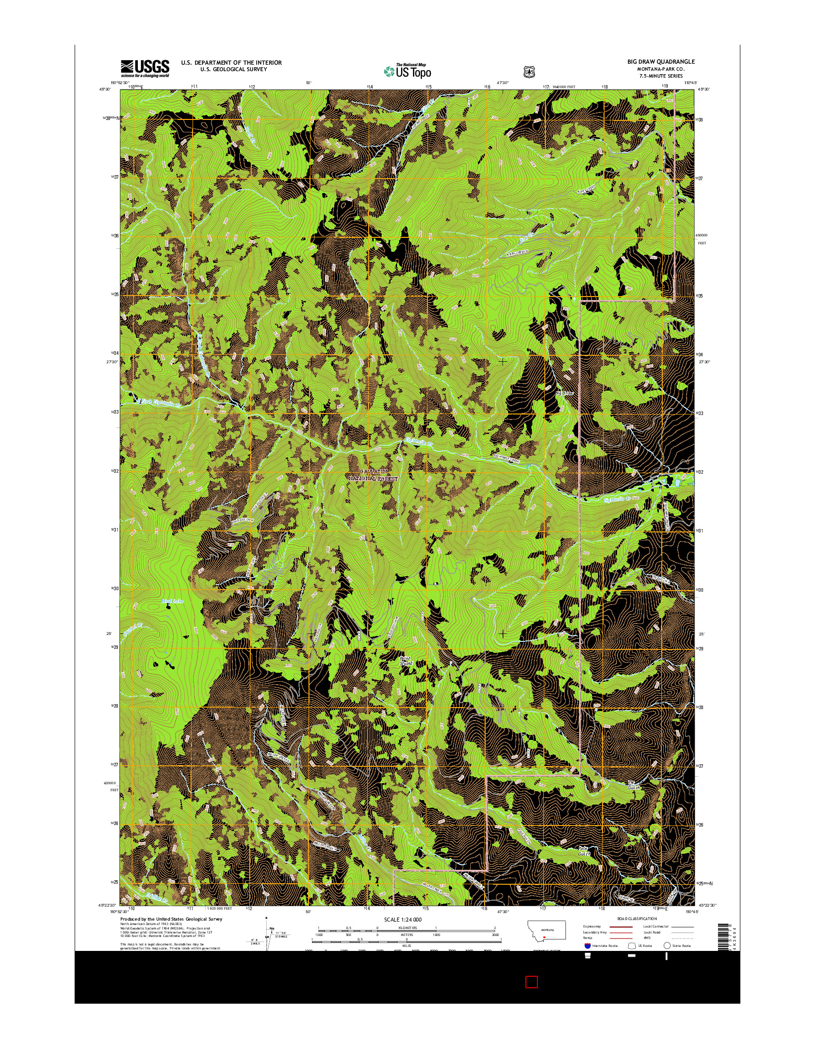 USGS US TOPO 7.5-MINUTE MAP FOR BIG DRAW, MT 2017