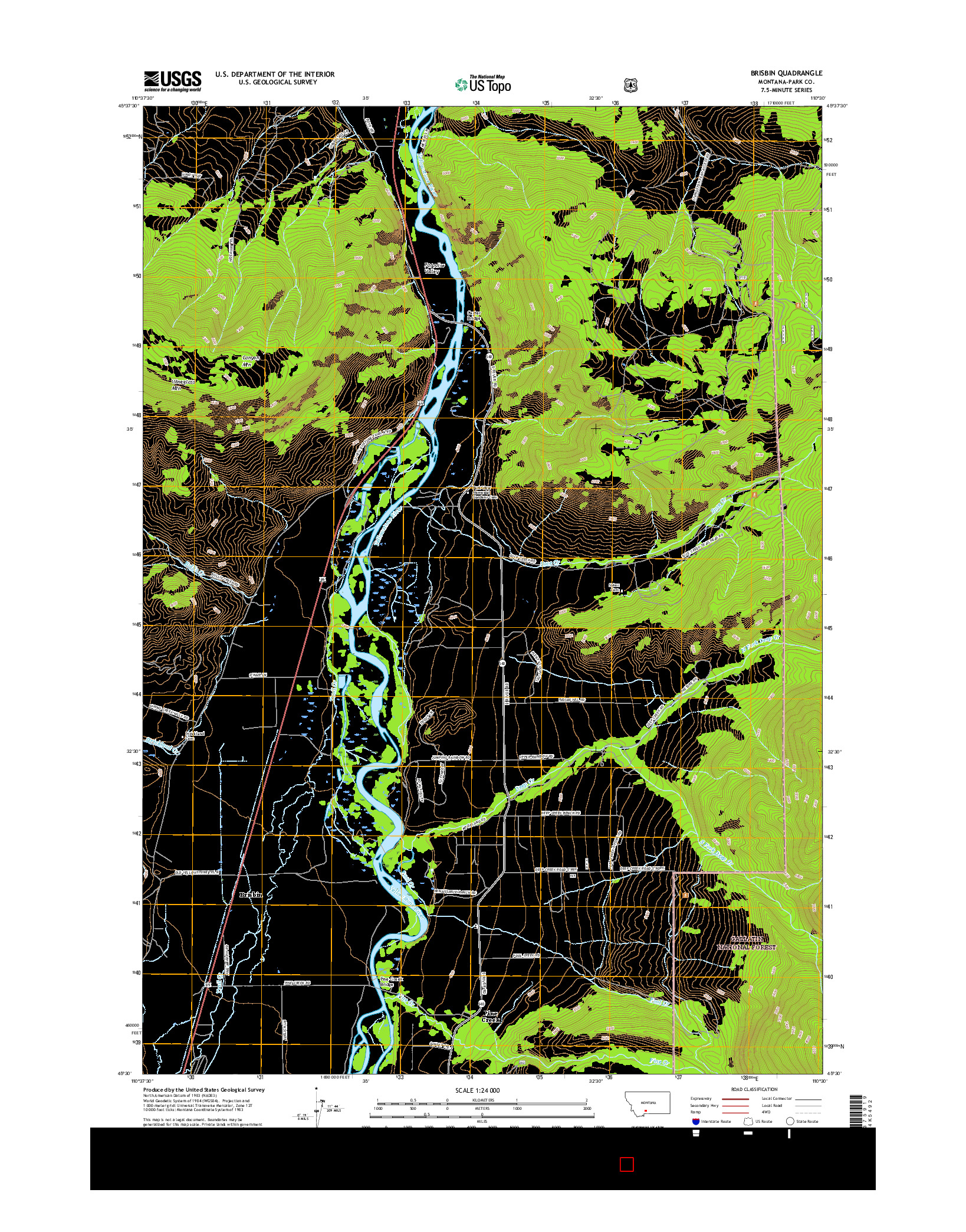 USGS US TOPO 7.5-MINUTE MAP FOR BRISBIN, MT 2017