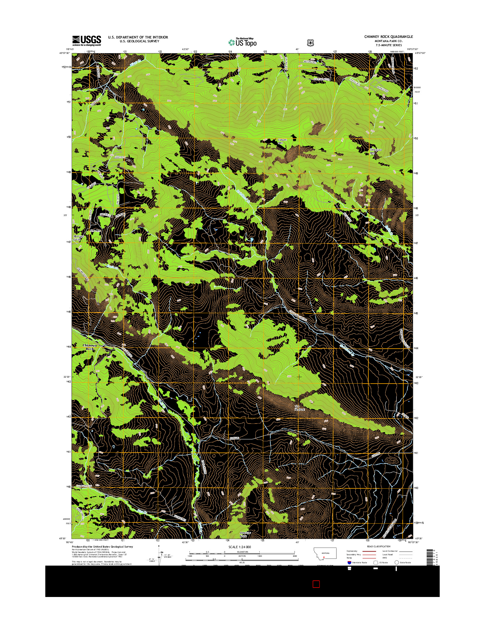 USGS US TOPO 7.5-MINUTE MAP FOR CHIMNEY ROCK, MT 2017