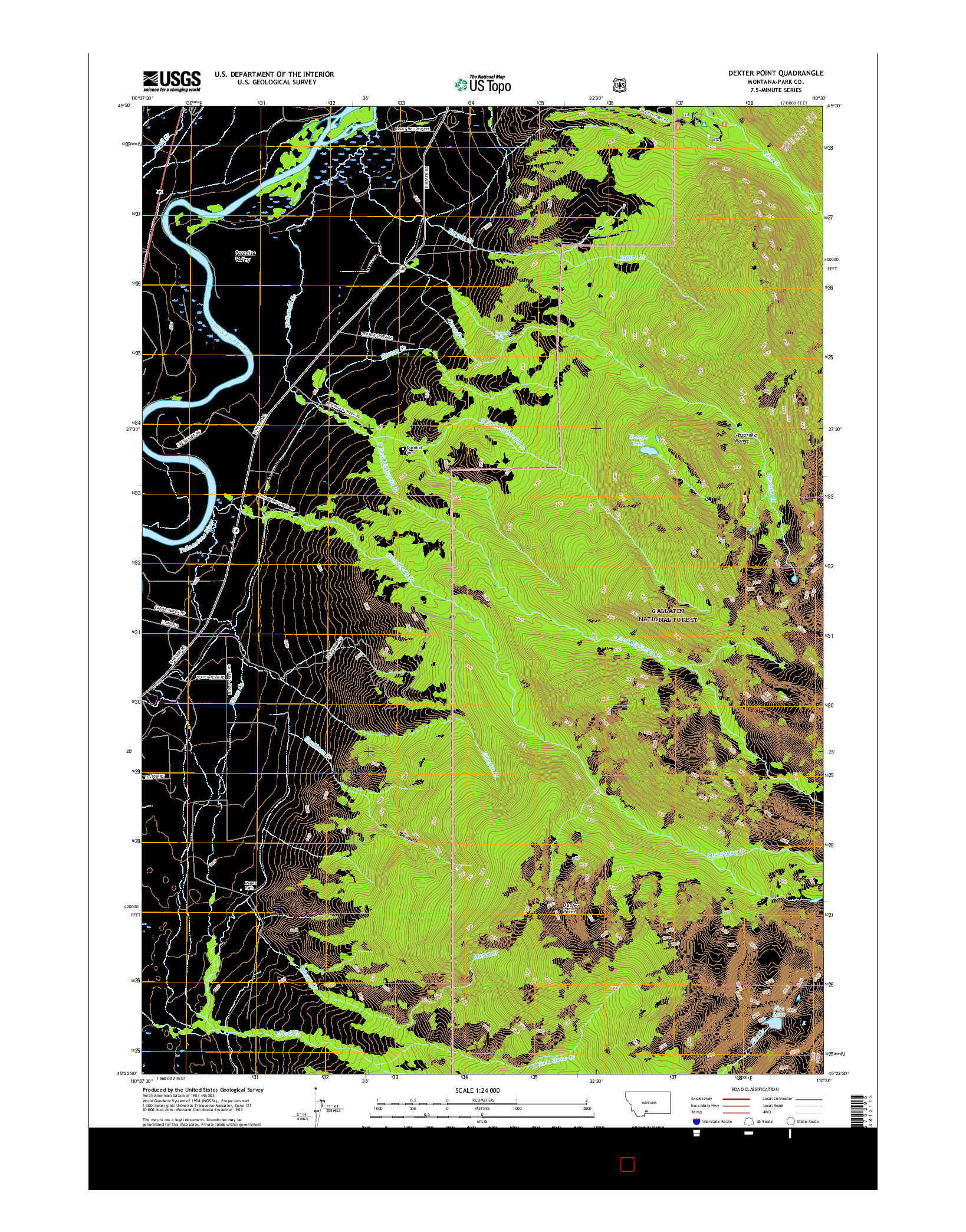USGS US TOPO 7.5-MINUTE MAP FOR DEXTER POINT, MT 2017