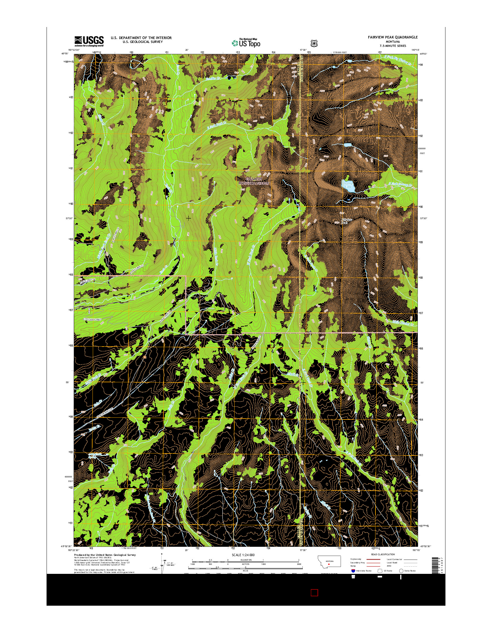 USGS US TOPO 7.5-MINUTE MAP FOR FAIRVIEW PEAK, MT 2017
