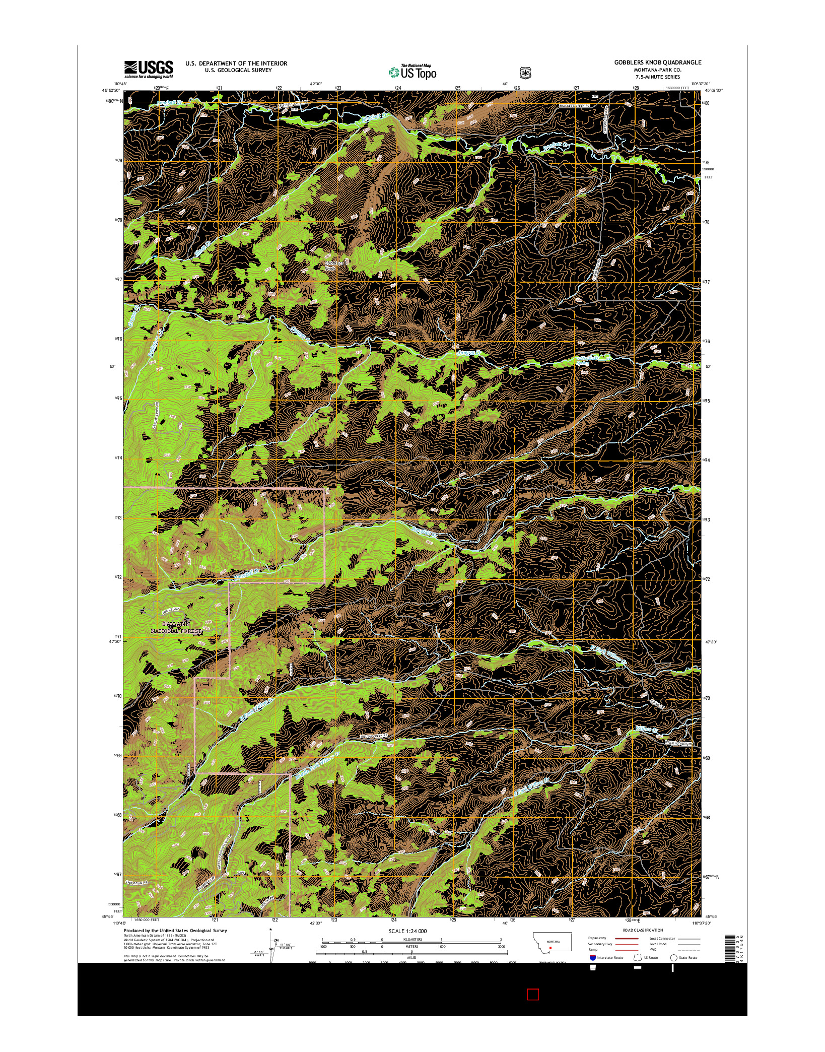 USGS US TOPO 7.5-MINUTE MAP FOR GOBBLERS KNOB, MT 2017