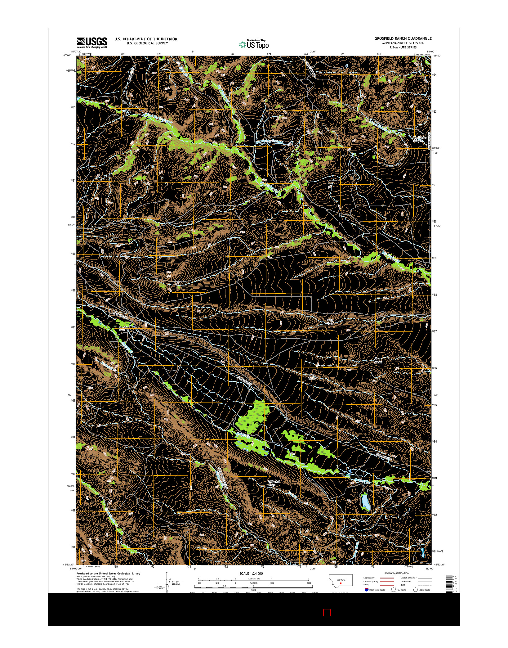 USGS US TOPO 7.5-MINUTE MAP FOR GROSFIELD RANCH, MT 2017