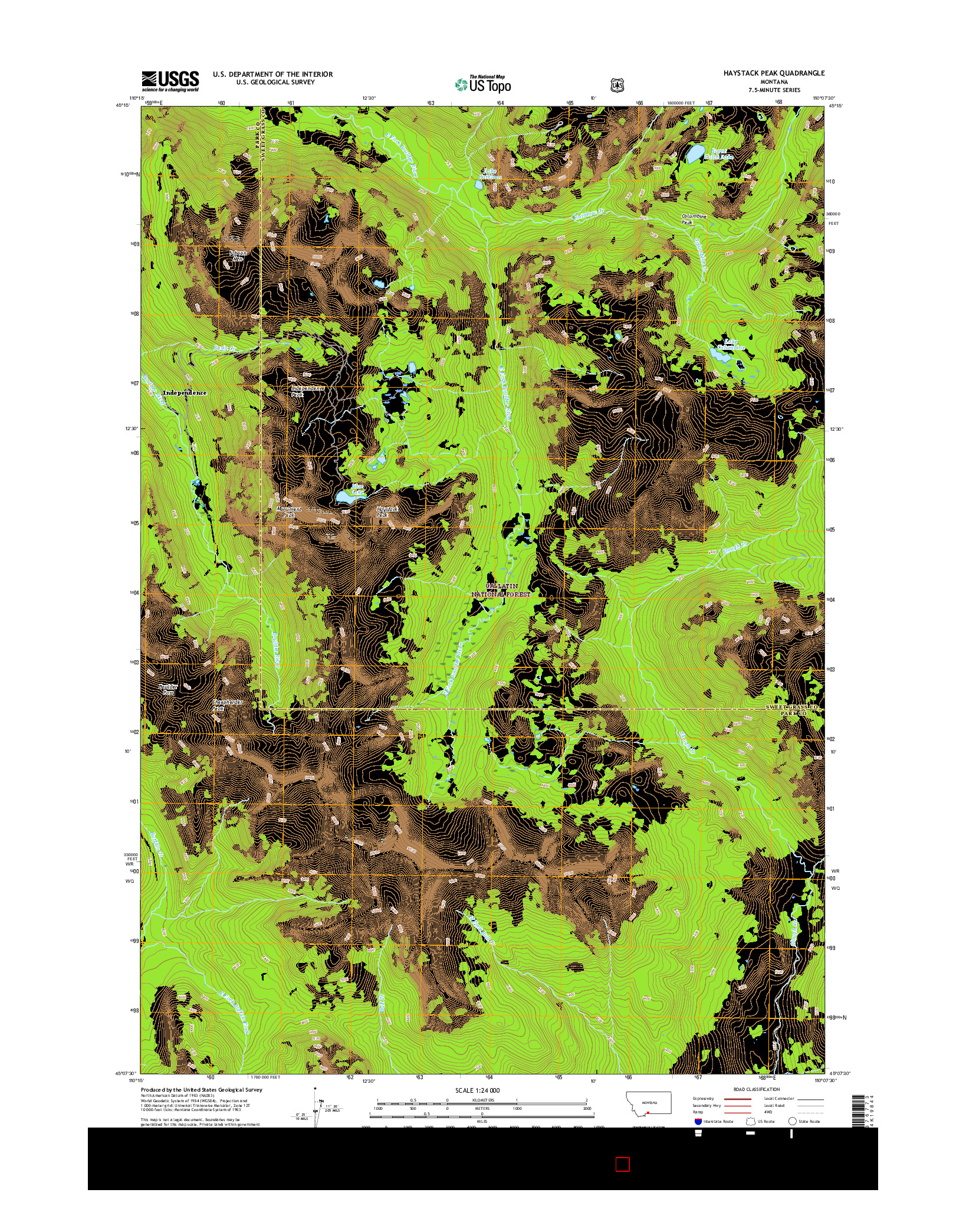 USGS US TOPO 7.5-MINUTE MAP FOR HAYSTACK PEAK, MT 2017