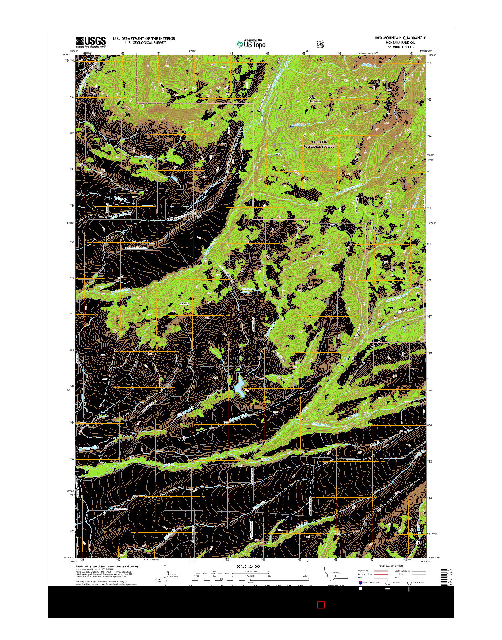 USGS US TOPO 7.5-MINUTE MAP FOR IBEX MOUNTAIN, MT 2017