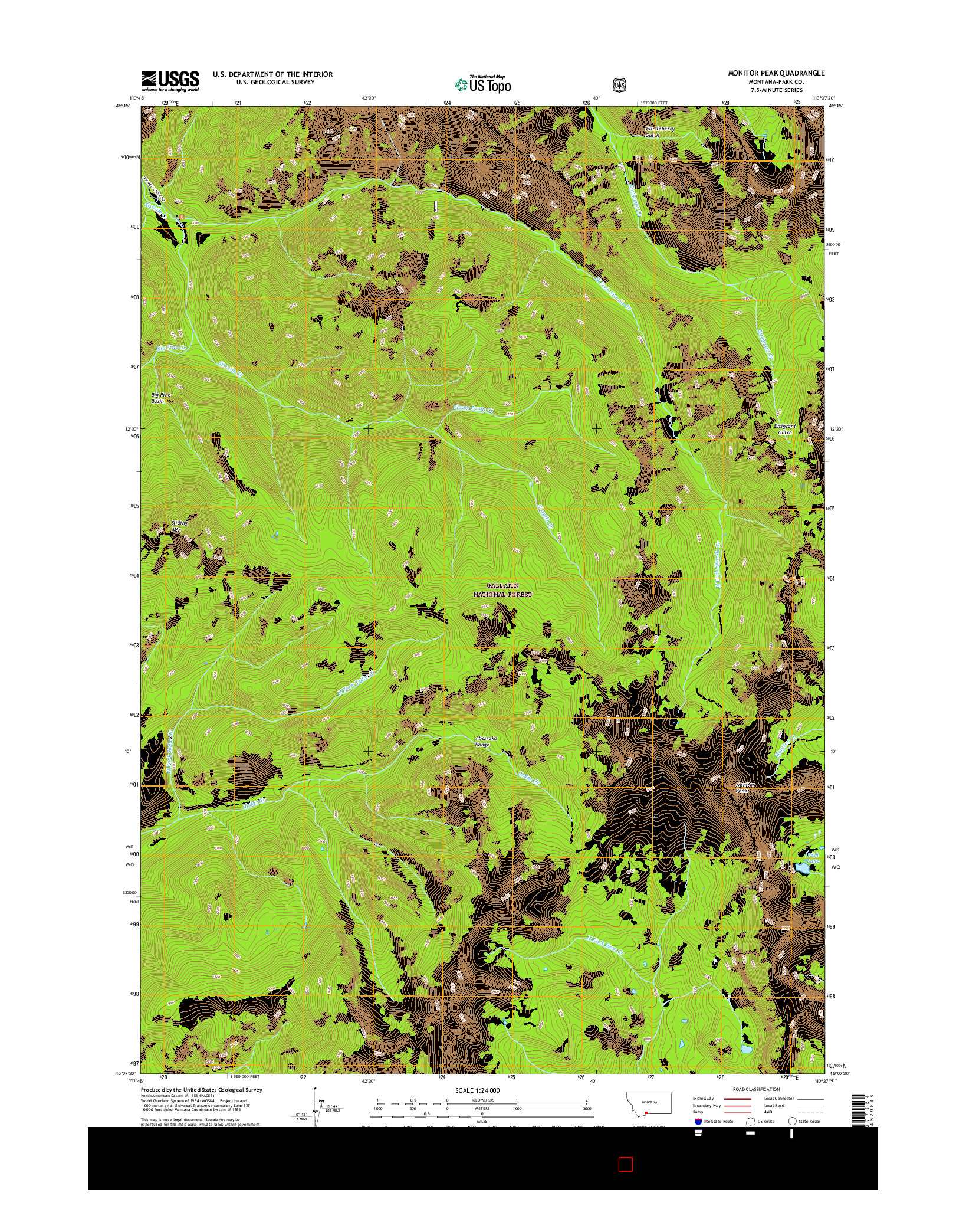 USGS US TOPO 7.5-MINUTE MAP FOR MONITOR PEAK, MT 2017