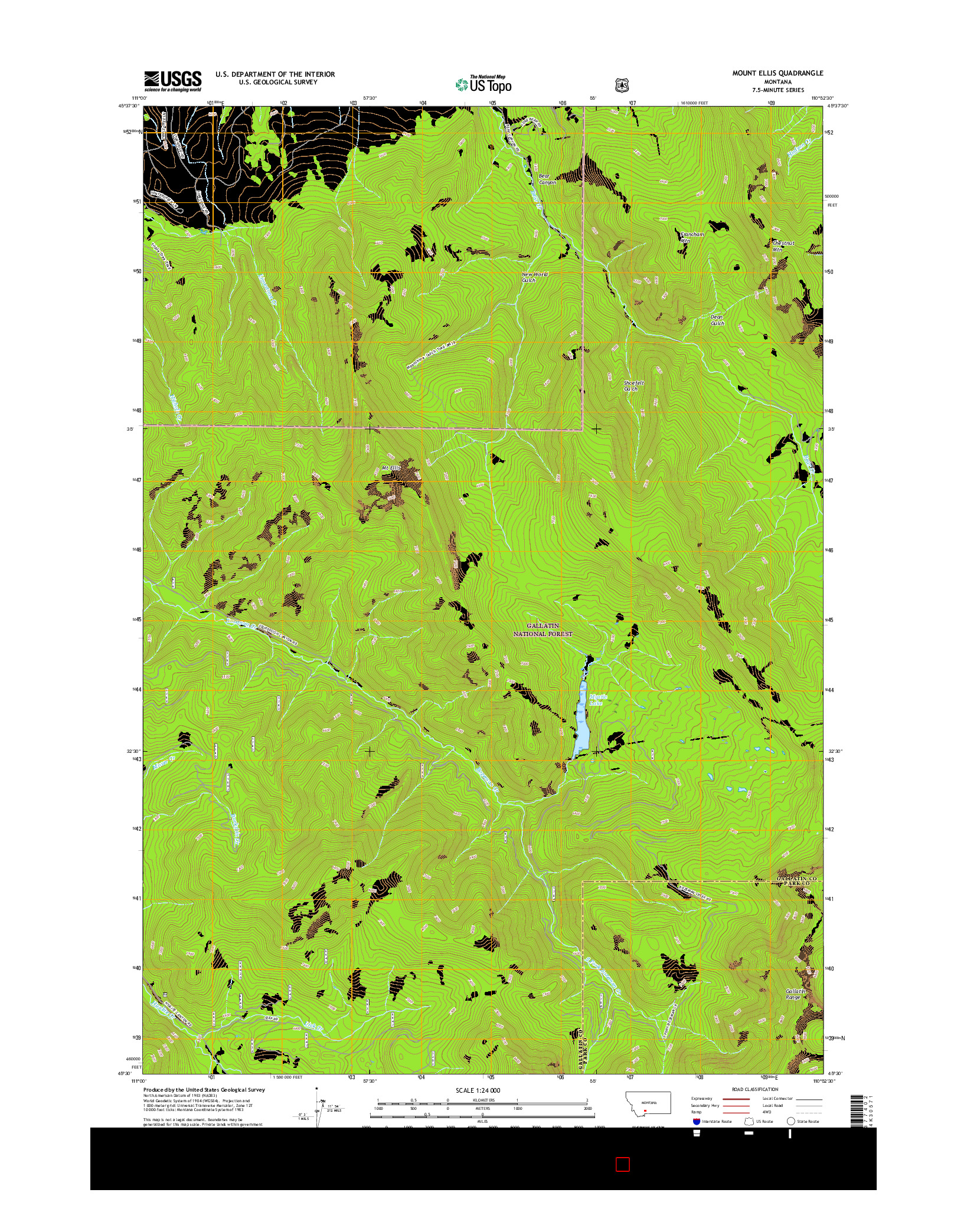 USGS US TOPO 7.5-MINUTE MAP FOR MOUNT ELLIS, MT 2017