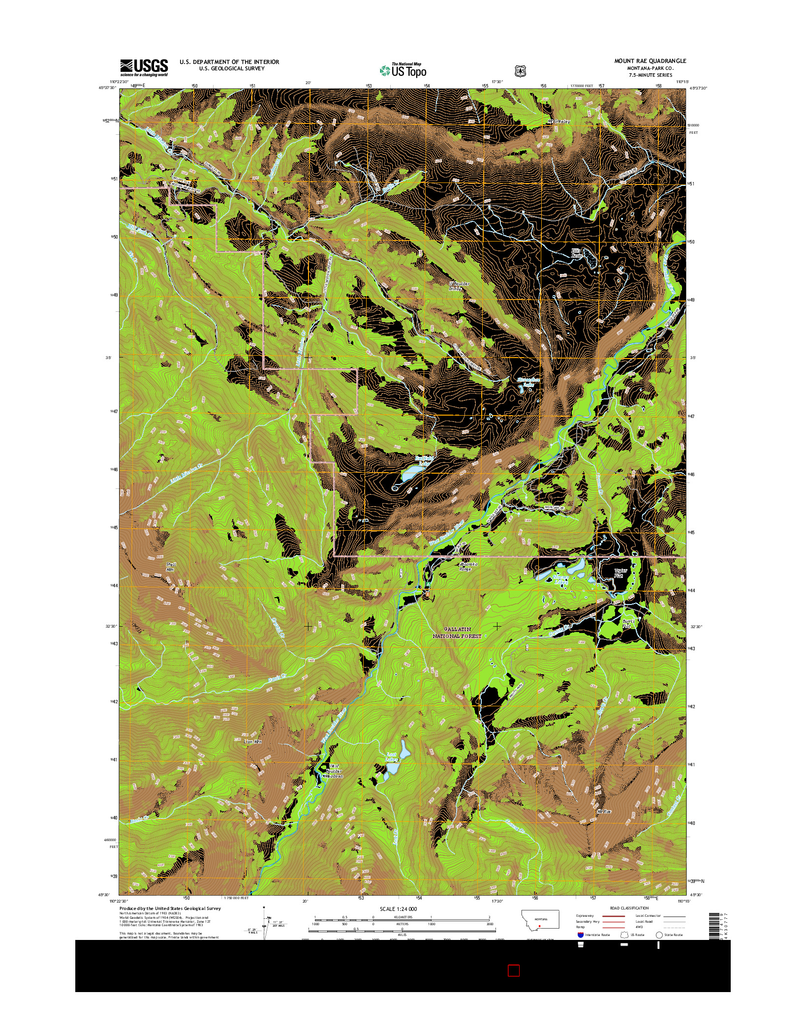 USGS US TOPO 7.5-MINUTE MAP FOR MOUNT RAE, MT 2017