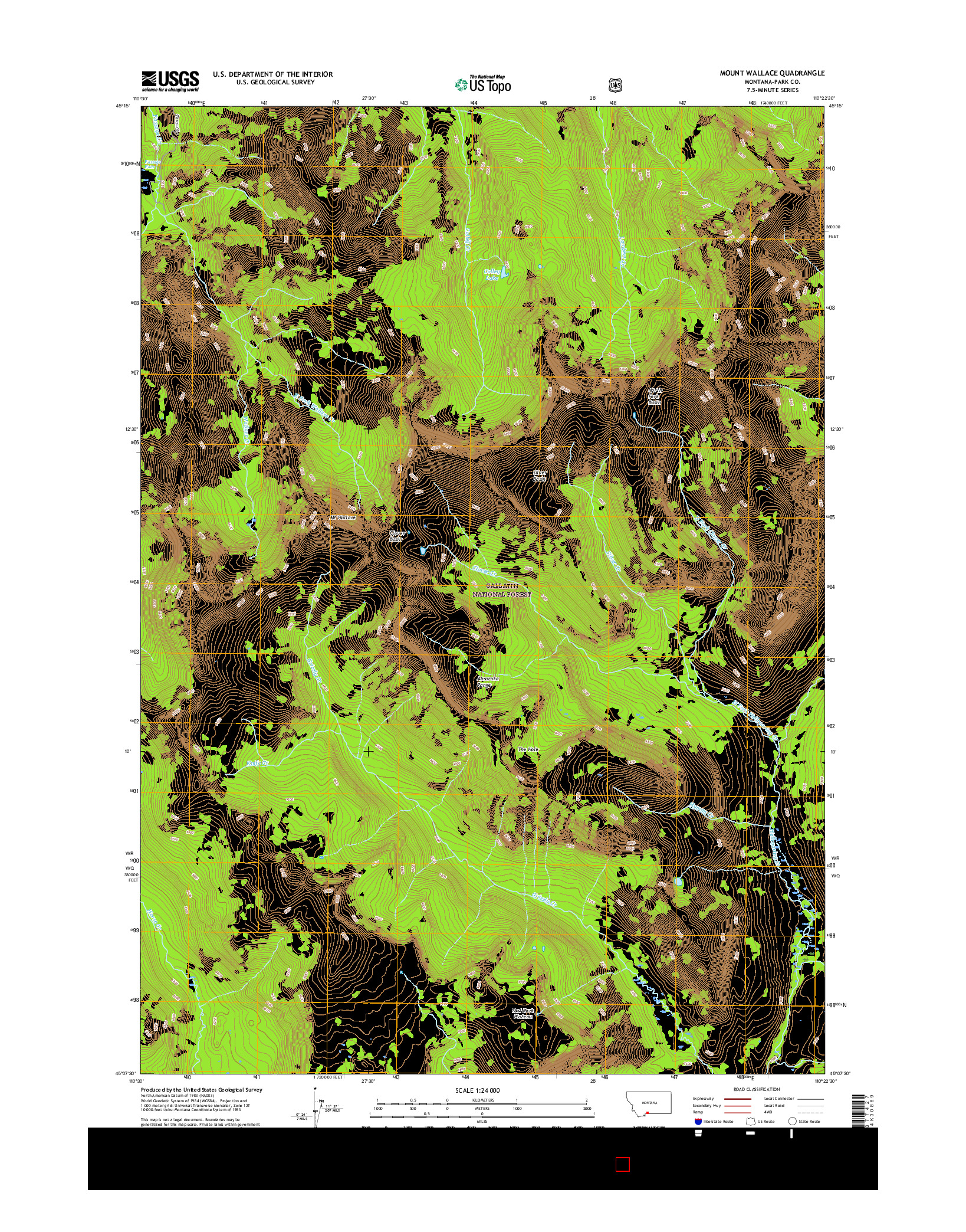 USGS US TOPO 7.5-MINUTE MAP FOR MOUNT WALLACE, MT 2017