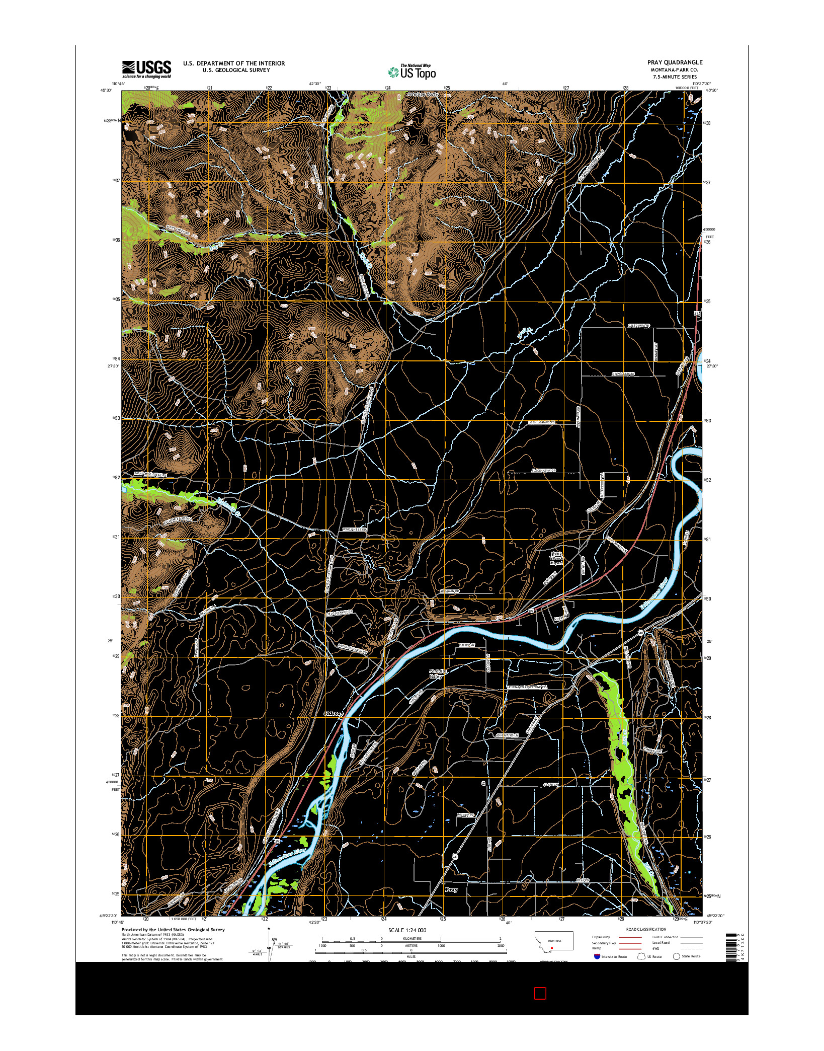 USGS US TOPO 7.5-MINUTE MAP FOR PRAY, MT 2017