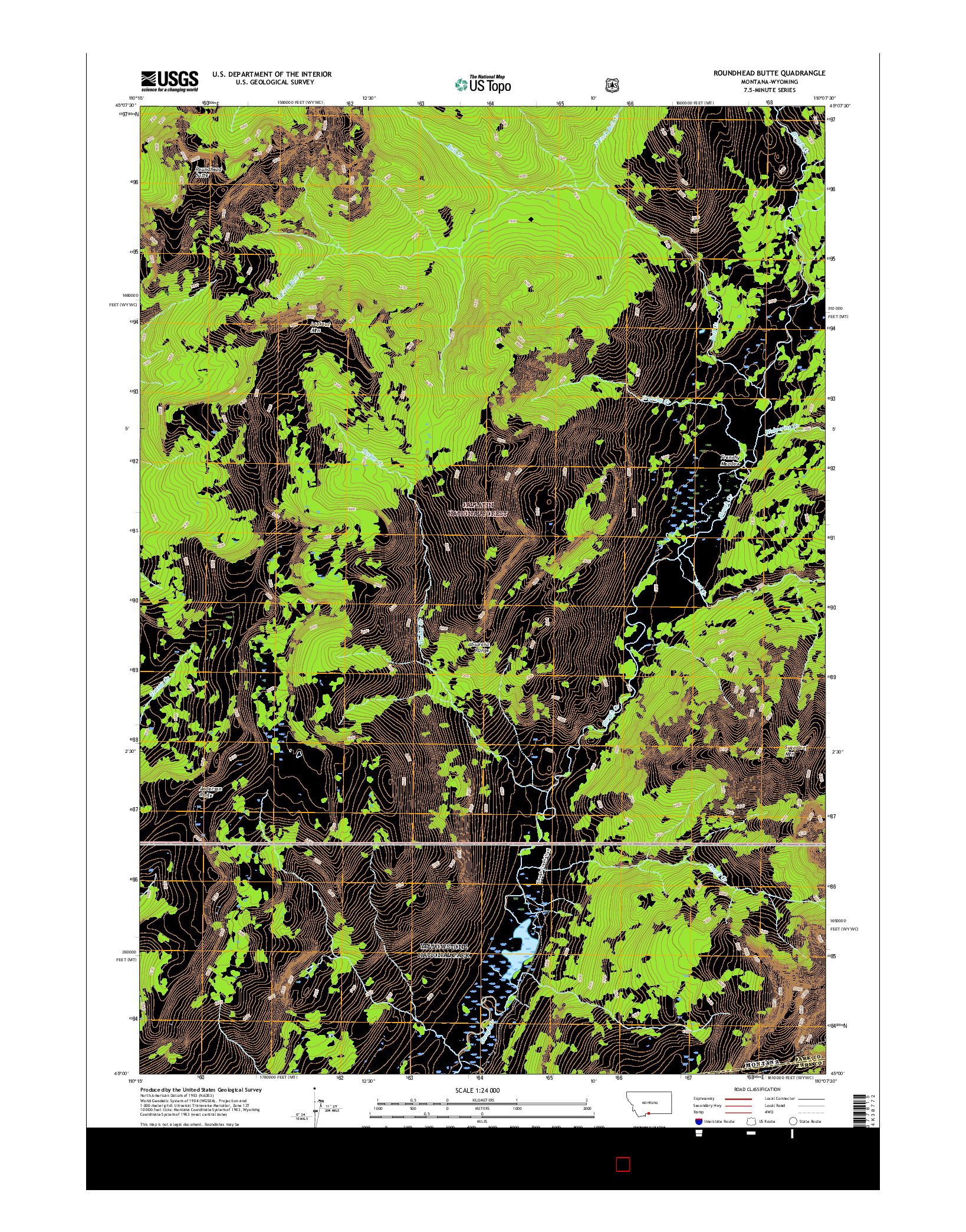 USGS US TOPO 7.5-MINUTE MAP FOR ROUNDHEAD BUTTE, MT-WY 2017