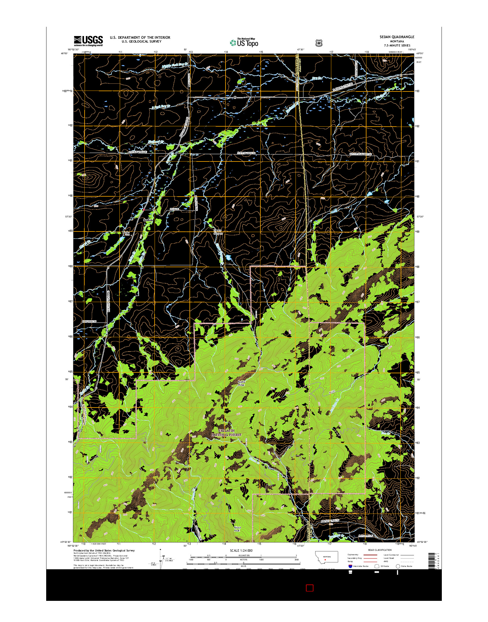 USGS US TOPO 7.5-MINUTE MAP FOR SEDAN, MT 2017