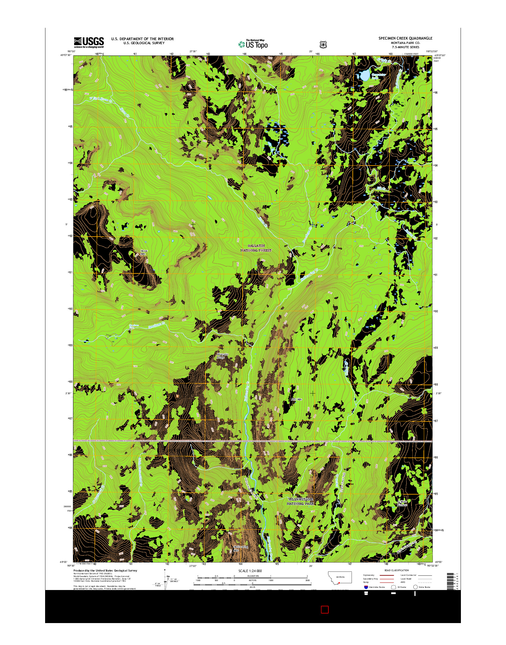 USGS US TOPO 7.5-MINUTE MAP FOR SPECIMEN CREEK, MT 2017